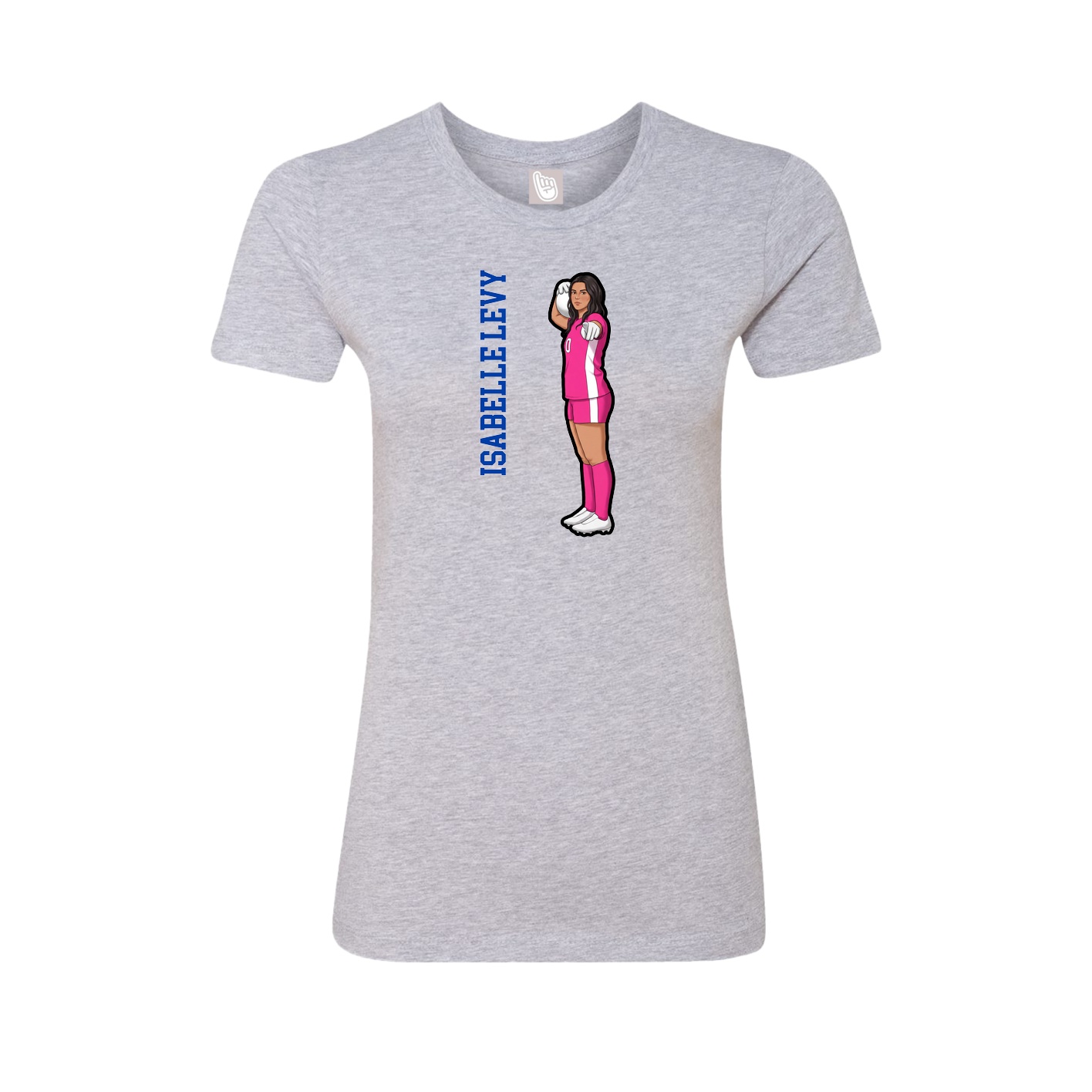 Fitted Women's Tee — Name Vertical in Grey