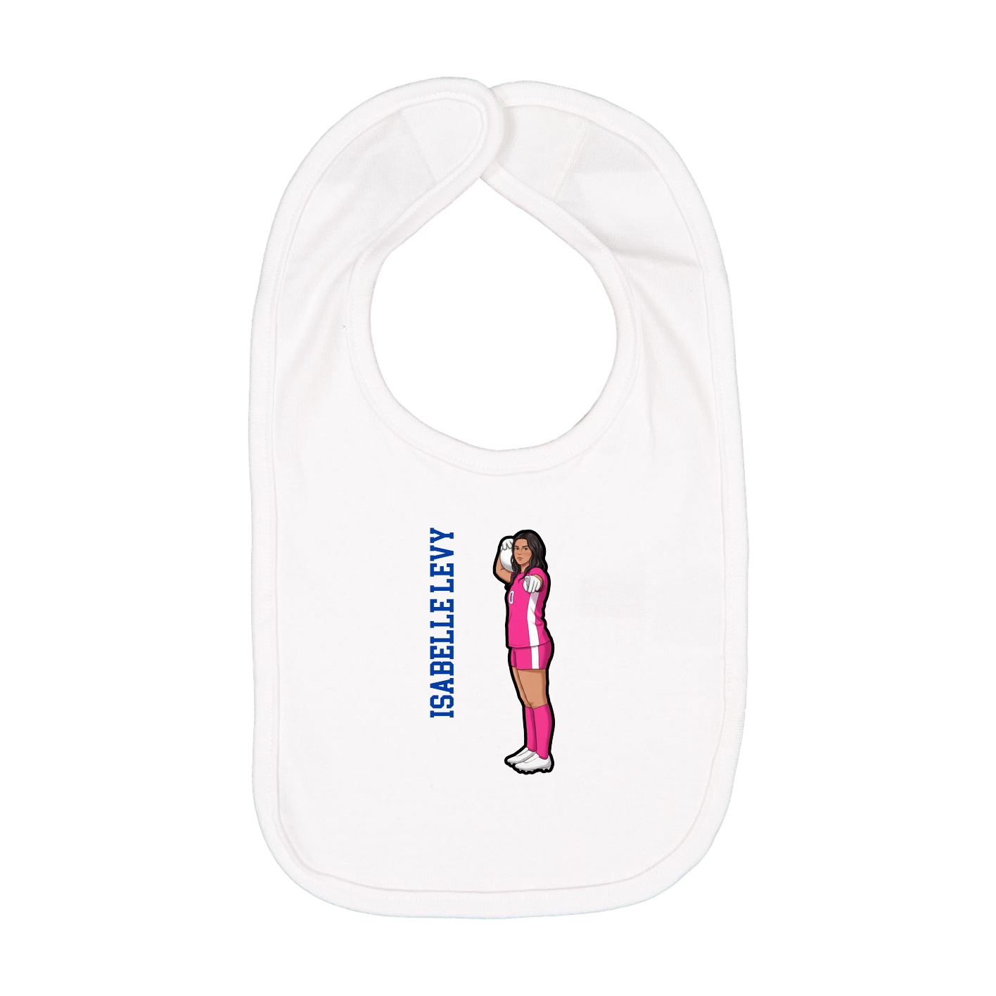 Infant Bib — Name Vertical in White