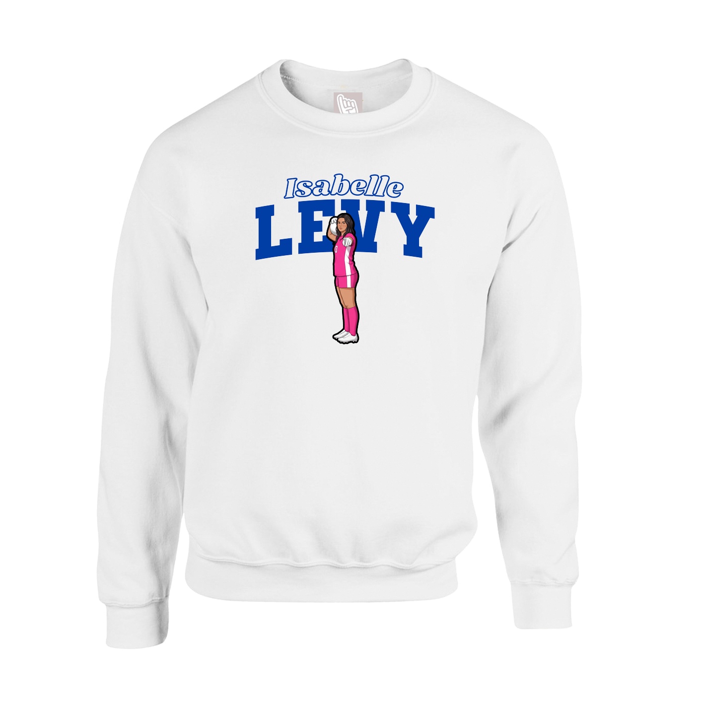Fleece Crew — Name Arch in White