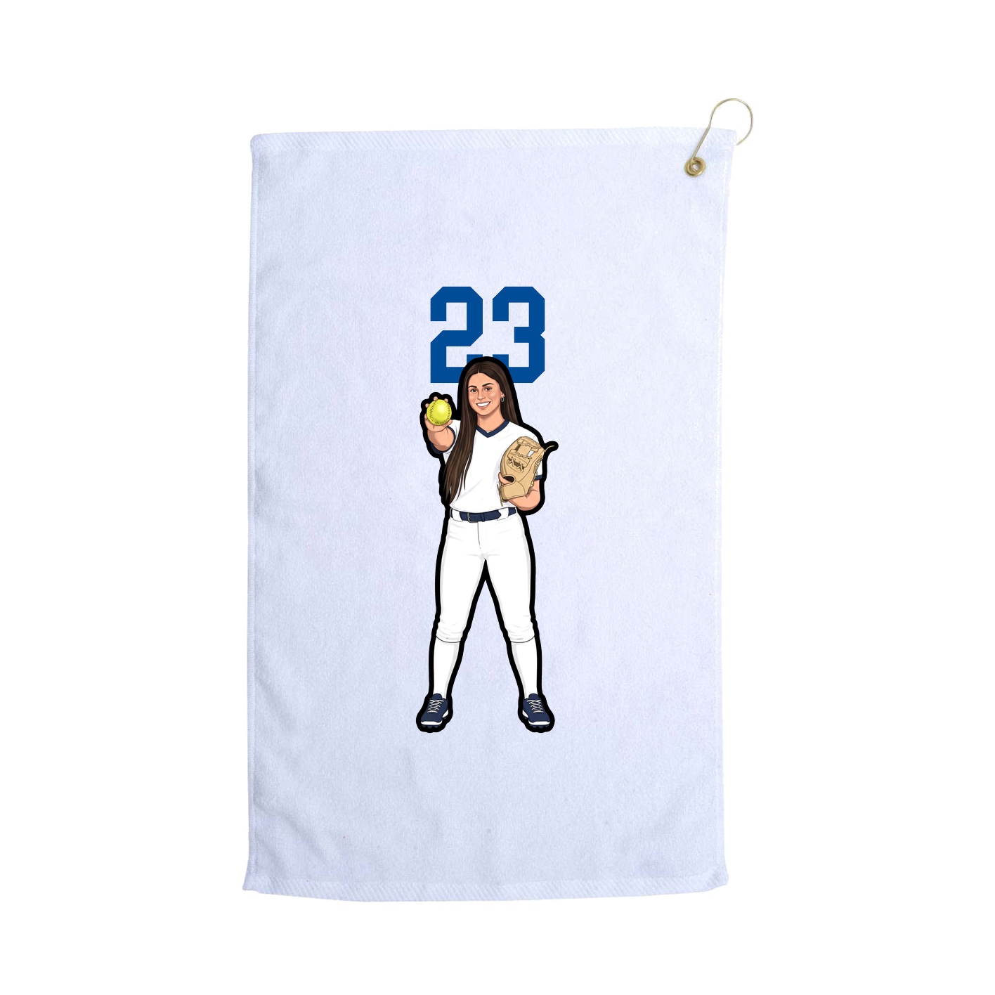 Golf Towel — Number Top in White