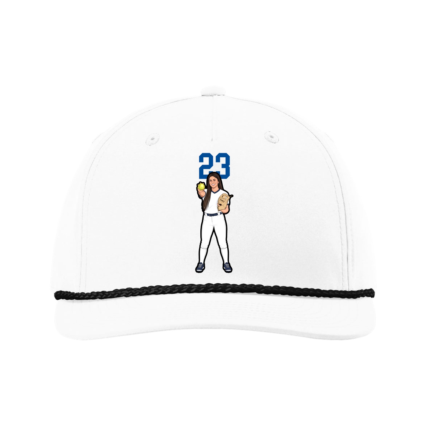 Five-Panel Classic Rope Cap — Number Top in White