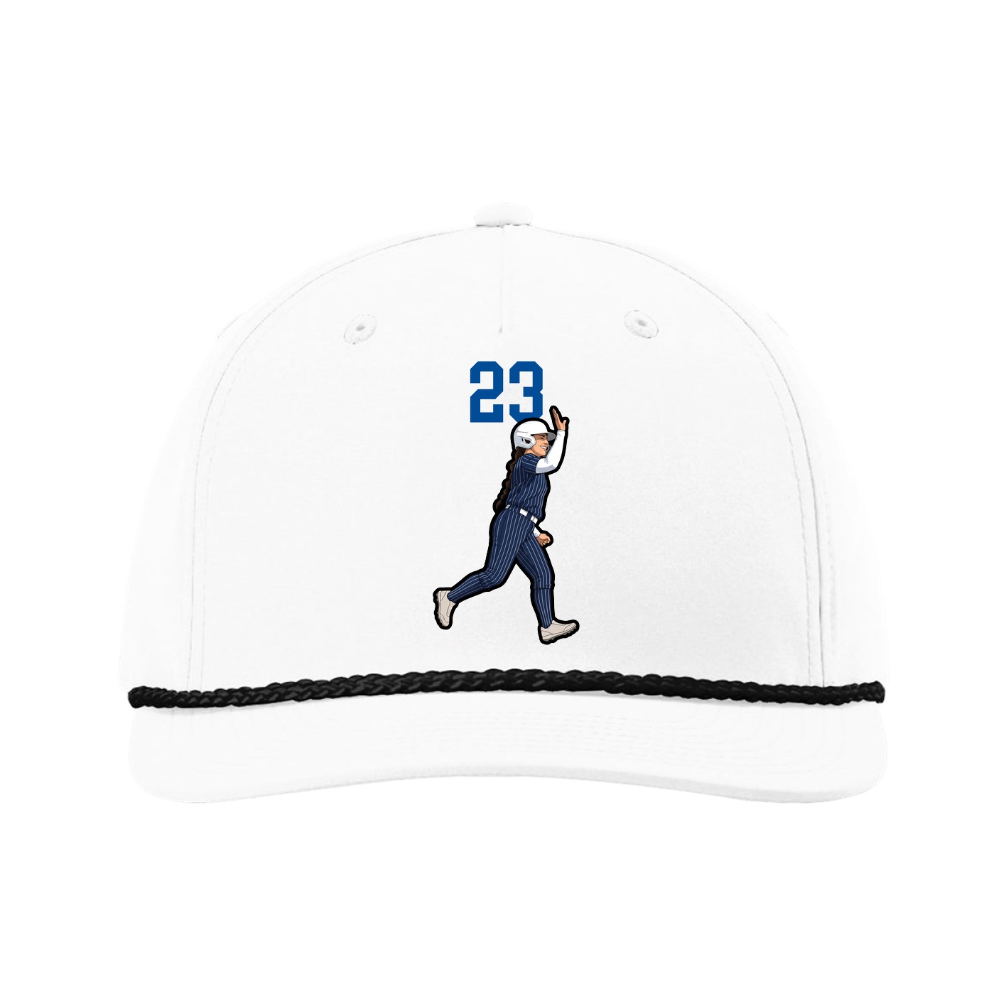 Five-Panel Classic Rope Cap — Number Top in White