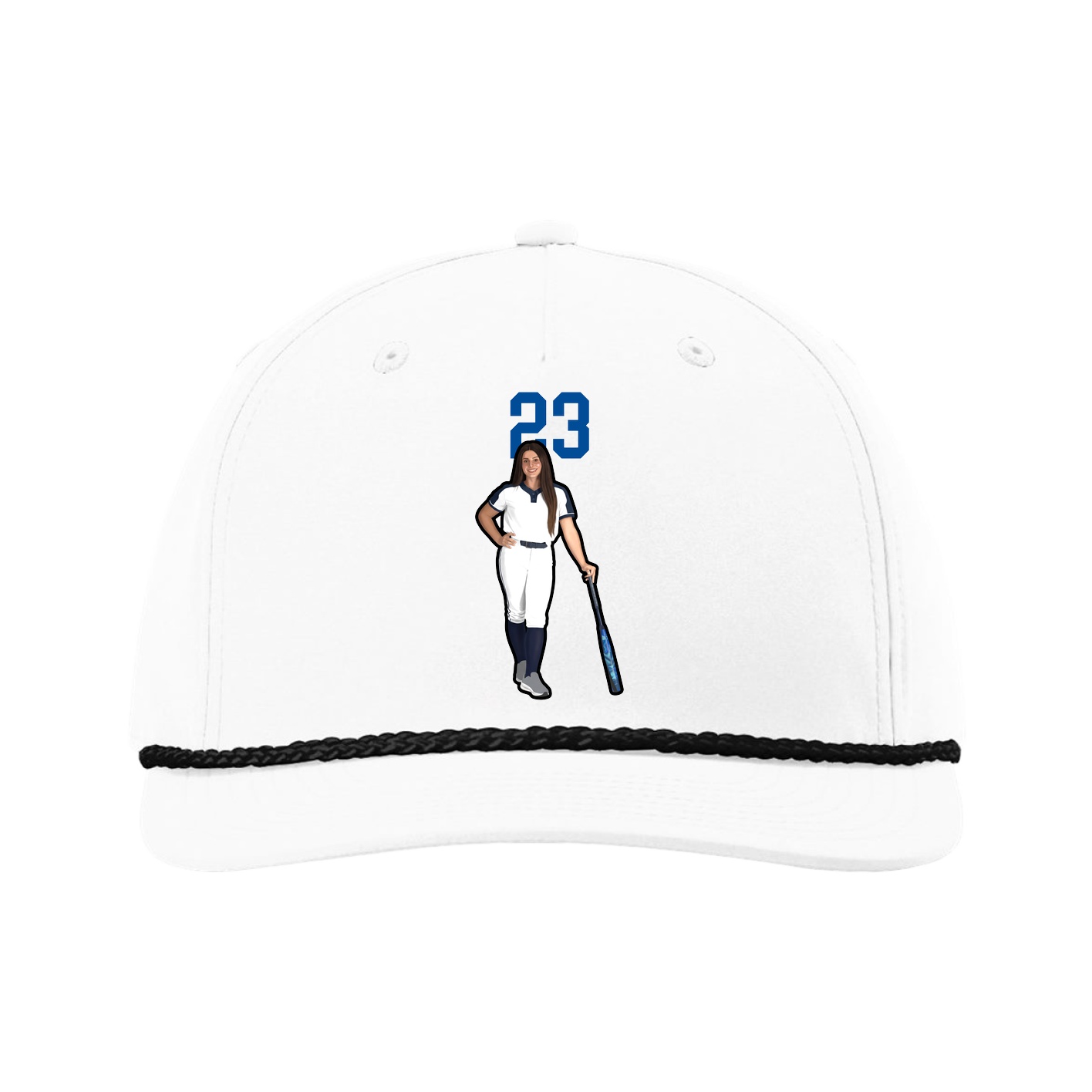 Five-Panel Classic Rope Cap — Number Top in White
