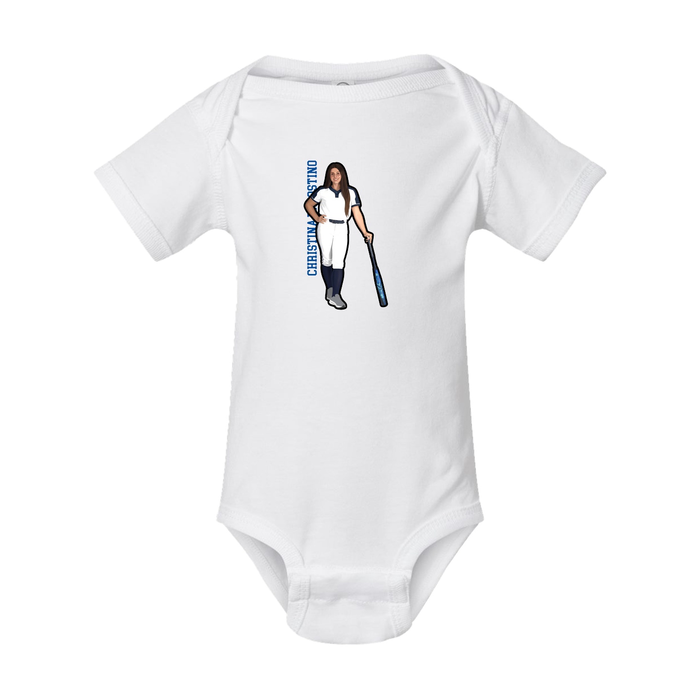 Baby Onesie — Name Vertical in White