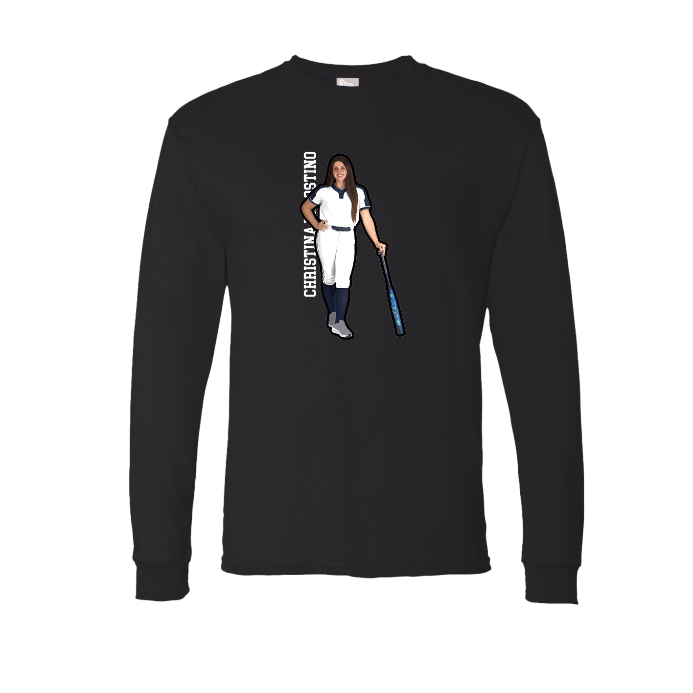 Long Sleeve Tee — Name Vertical in Black