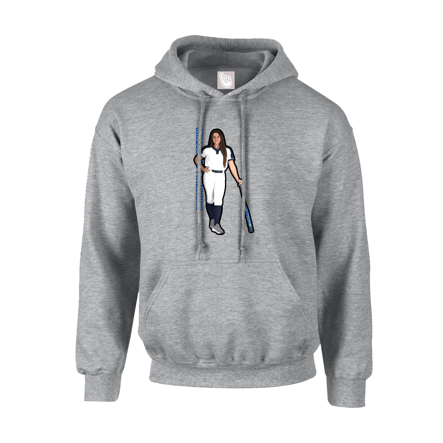 Hoodie — Name Vertical in Grey
