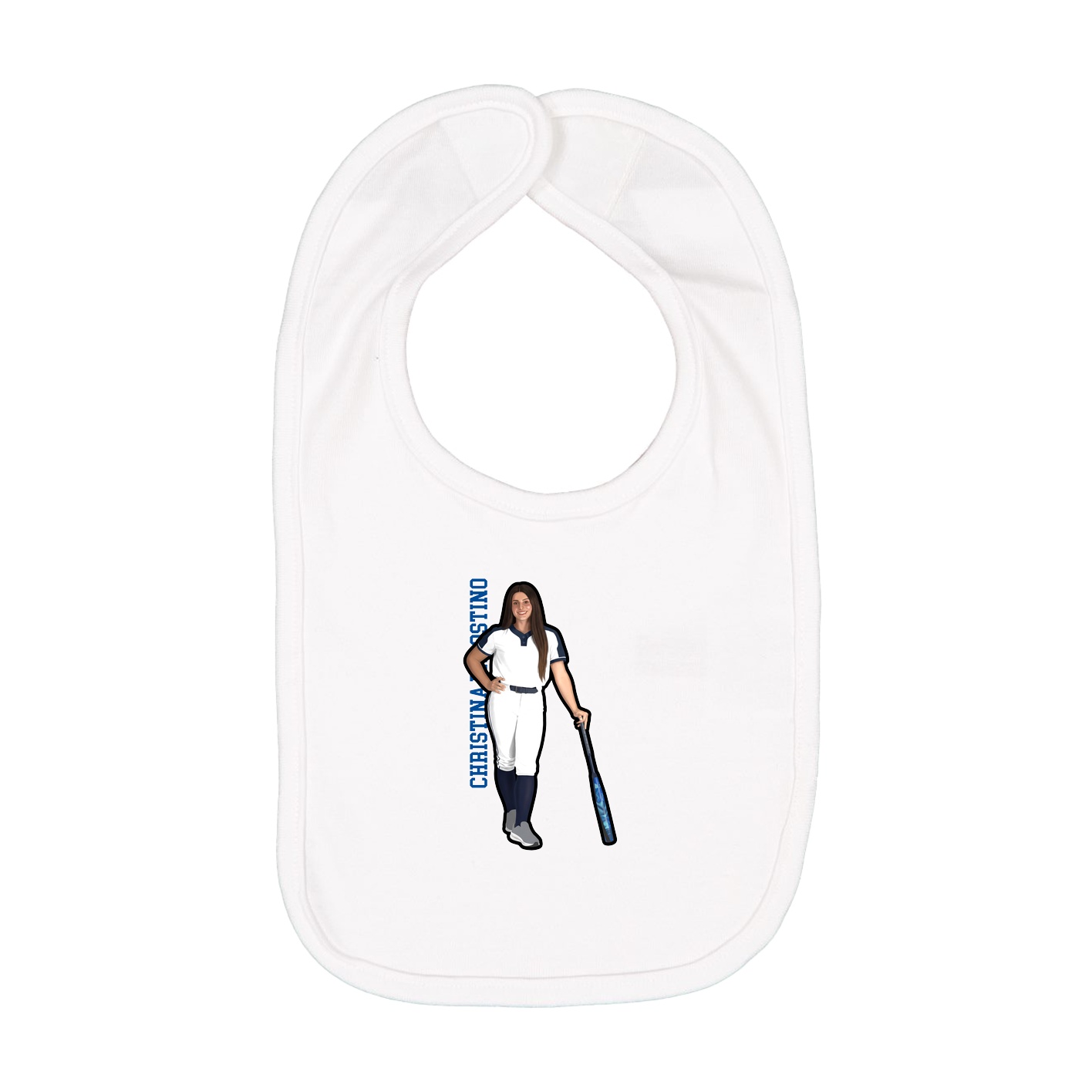 Infant Bib — Name Vertical in White
