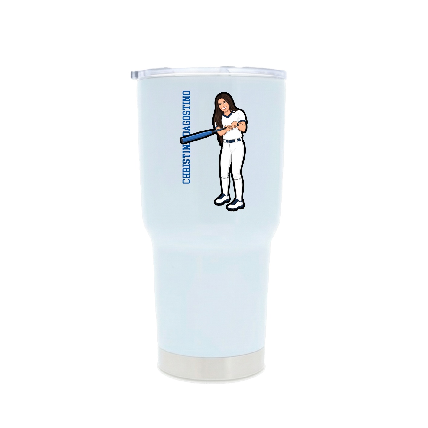 30oz Stainless Steel Tumbler — Name Vertical in White