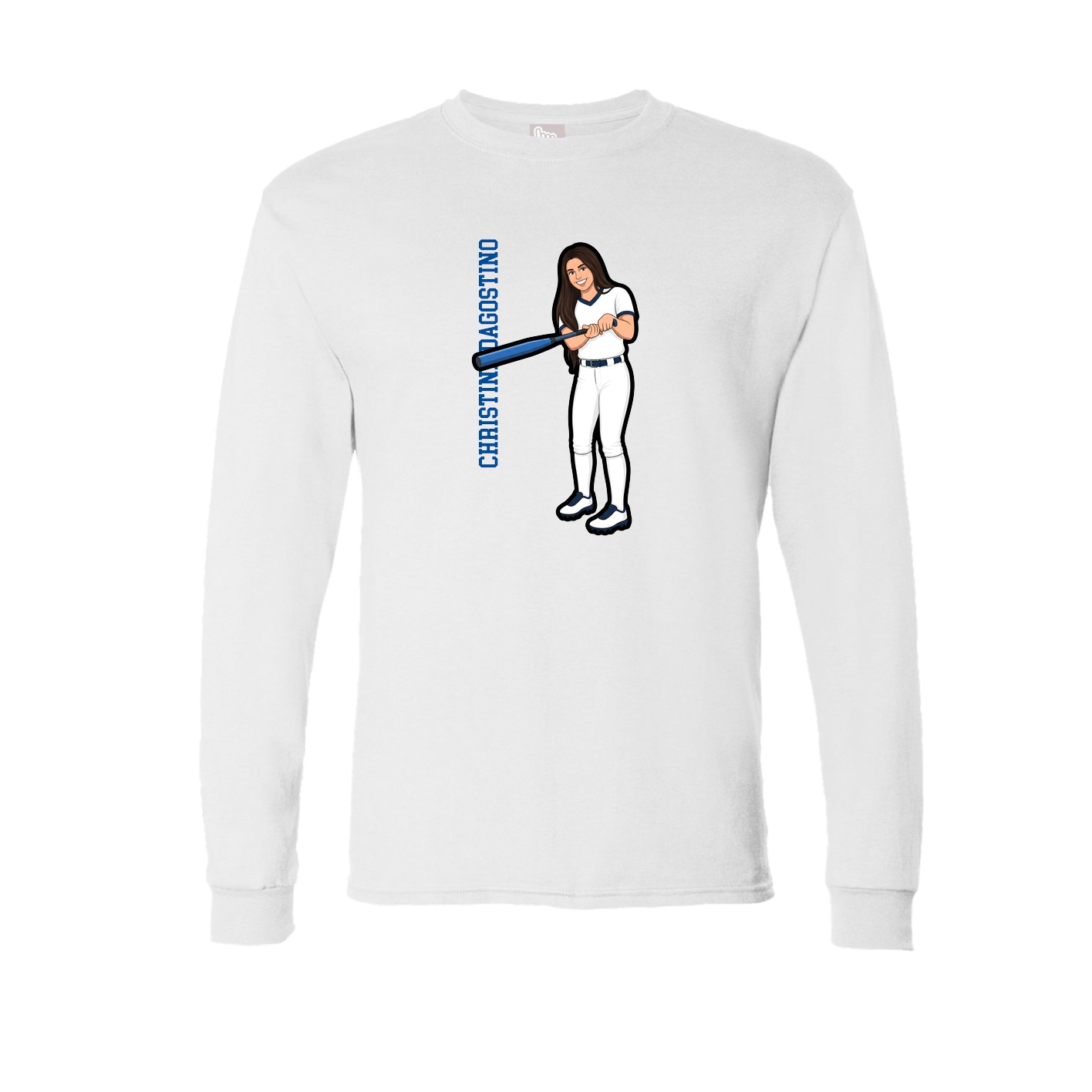 Long Sleeve Tee — Name Vertical in White