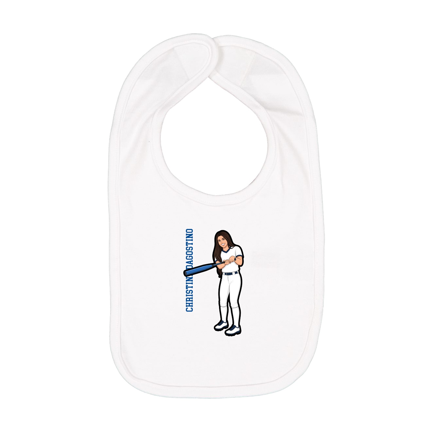 Infant Bib — Name Vertical in White