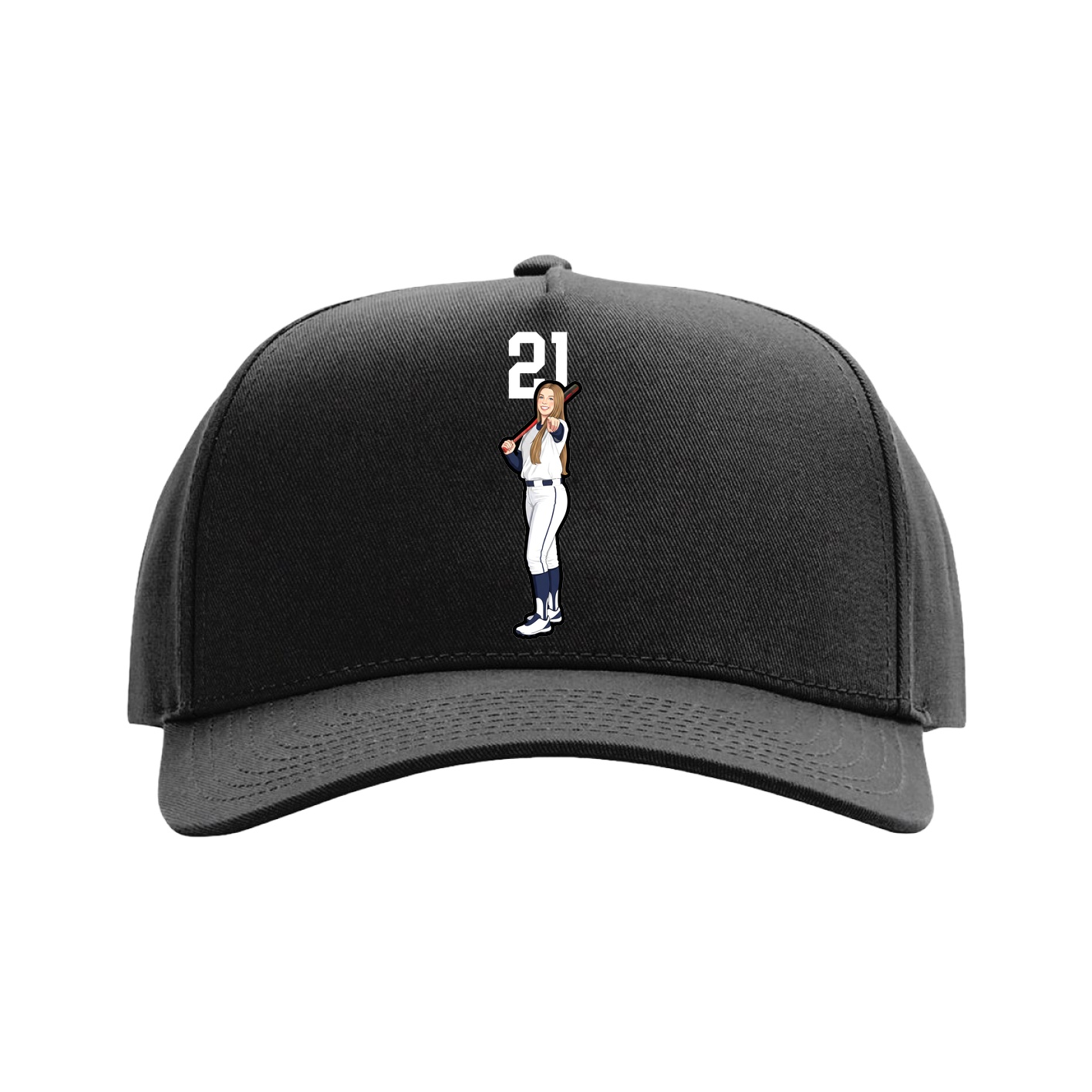 Full Fabric Five-Panel Champ Cap — Number Top in Black