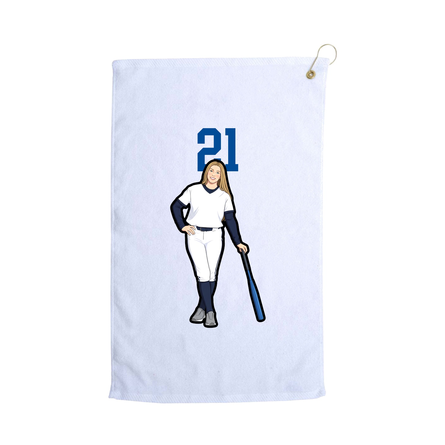 Golf Towel — Number Top in White