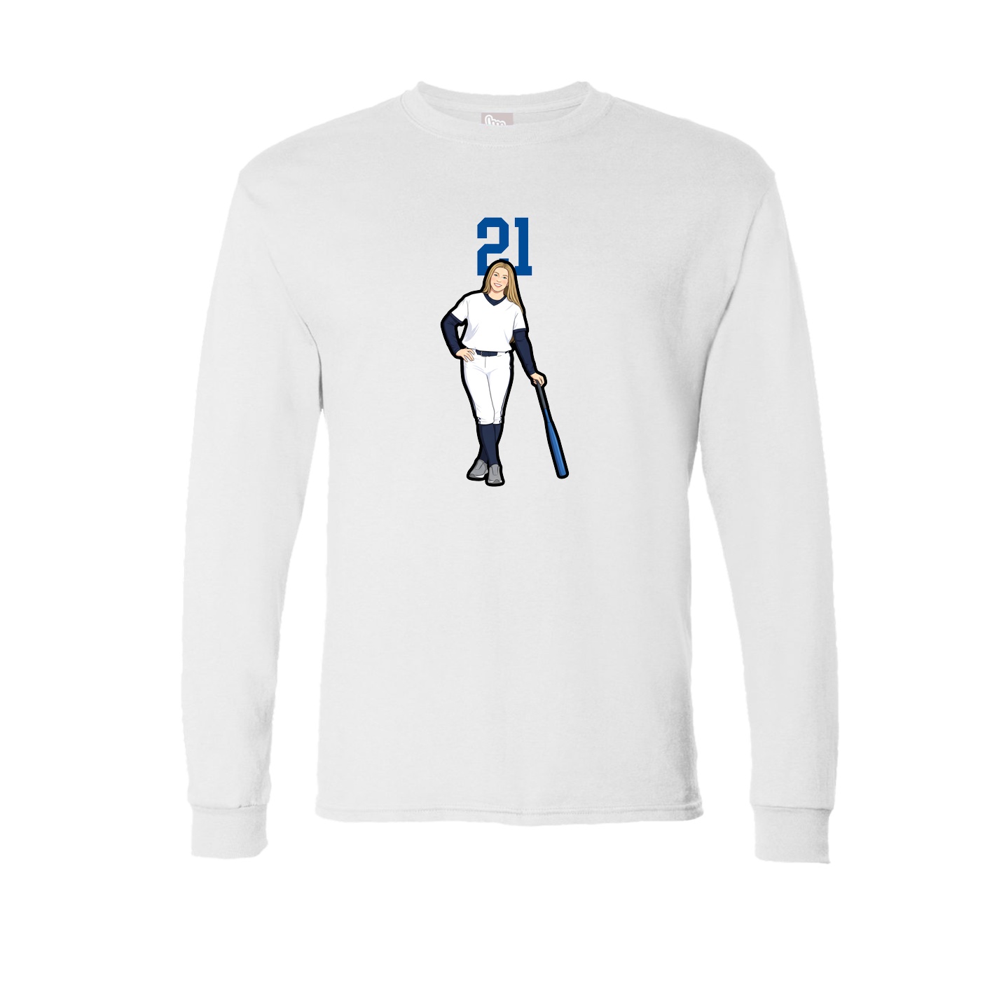 Long Sleeve Tee — Number Top in White