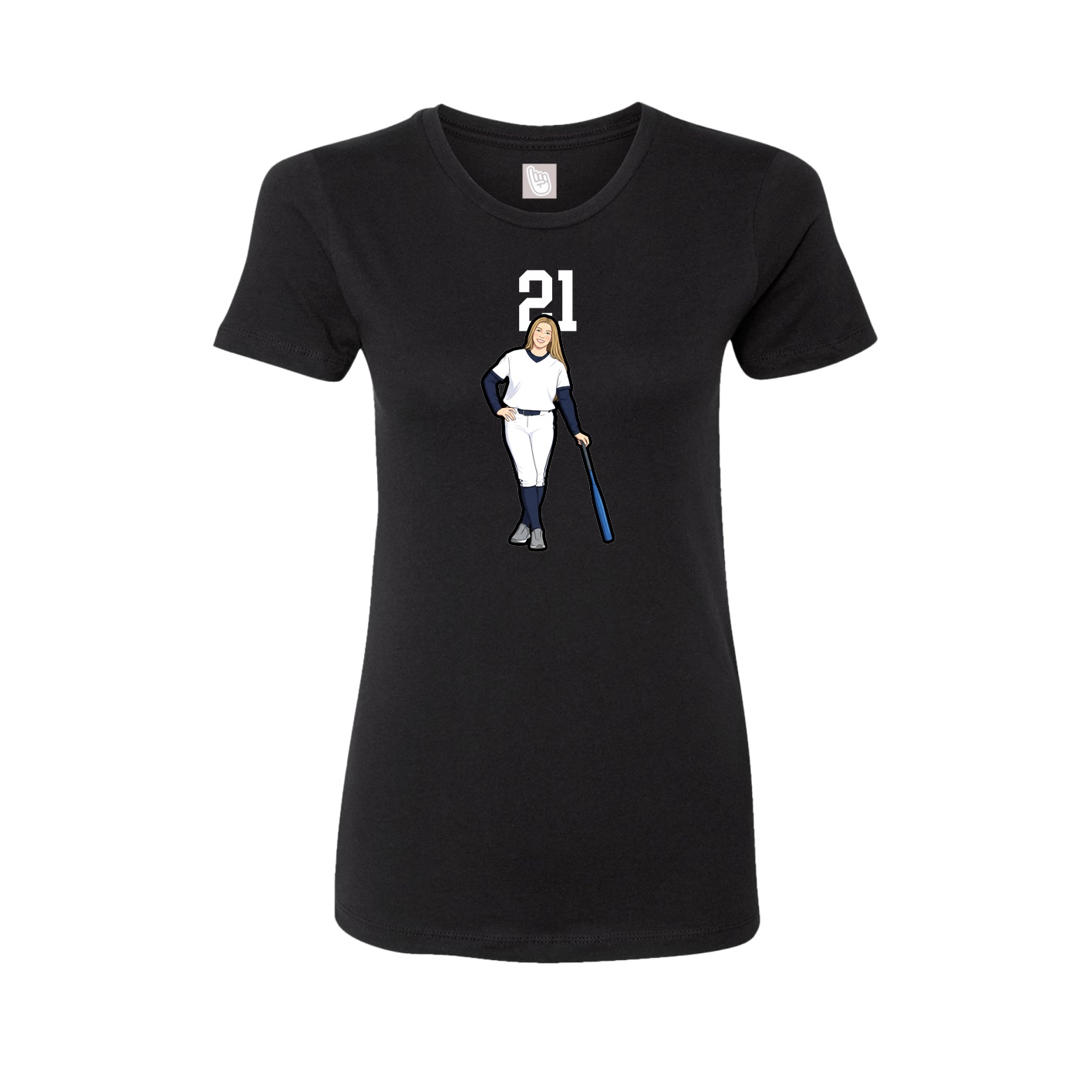 Fitted Women's Tee — Number Top in Black