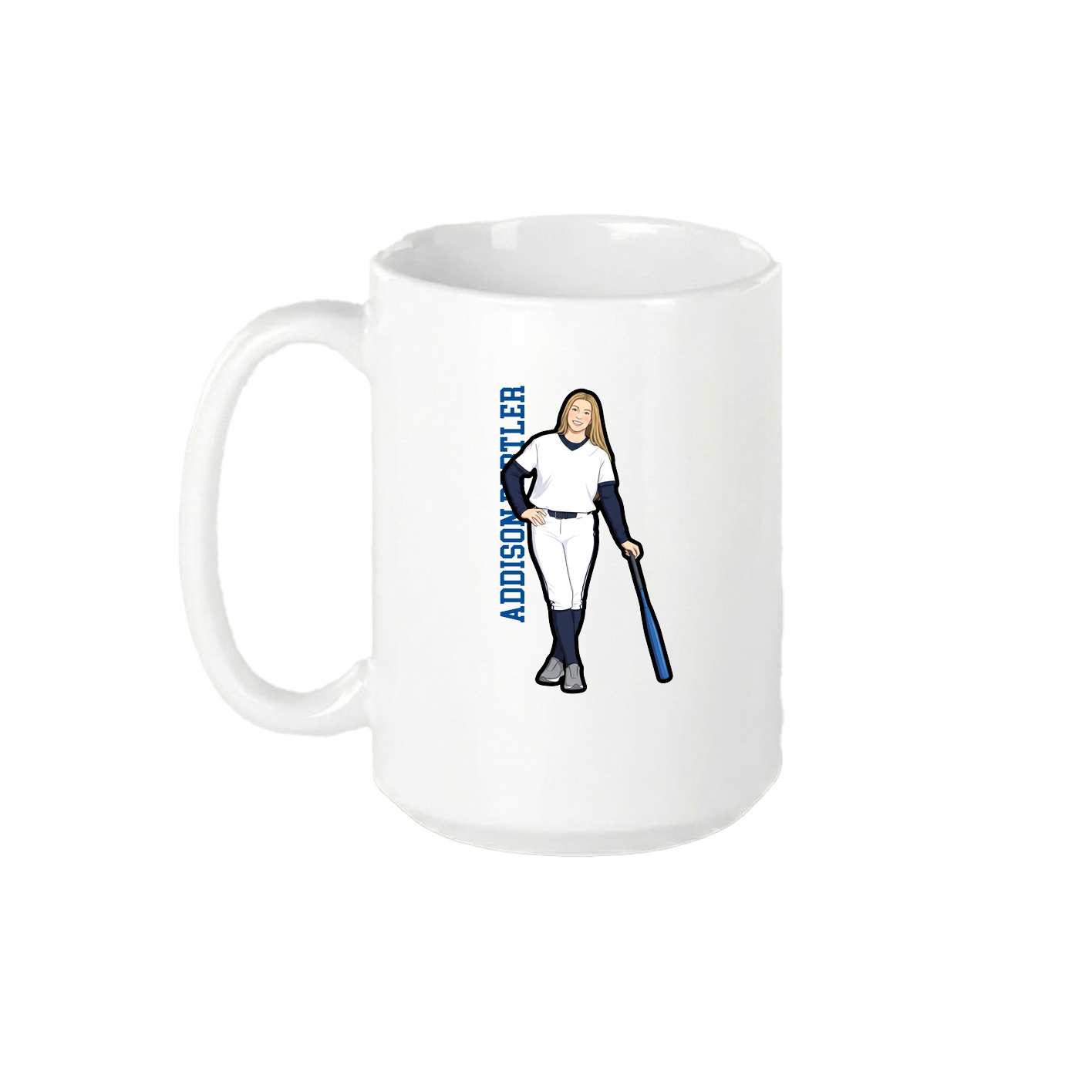 15oz Coffee Mug — Name Vertical in White