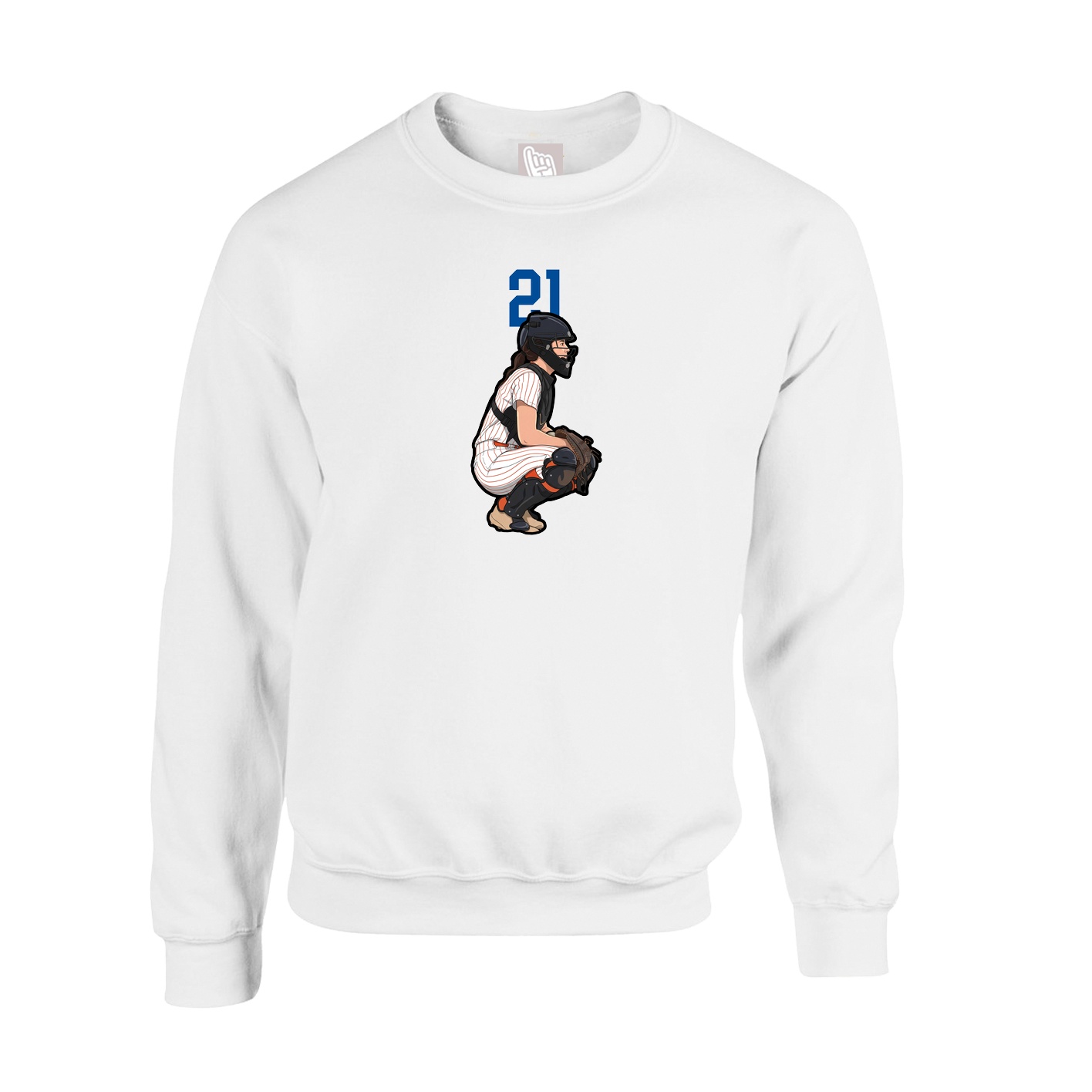 Fleece Crew — Number Top in White