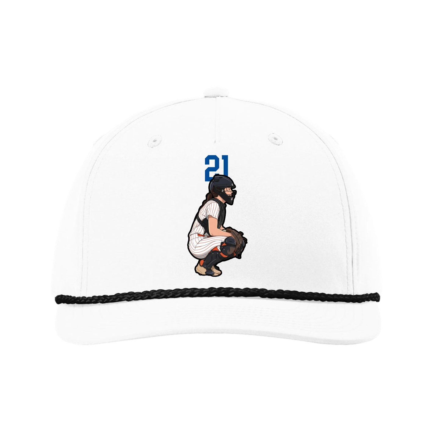 Five-Panel Classic Rope Cap — Number Top in White