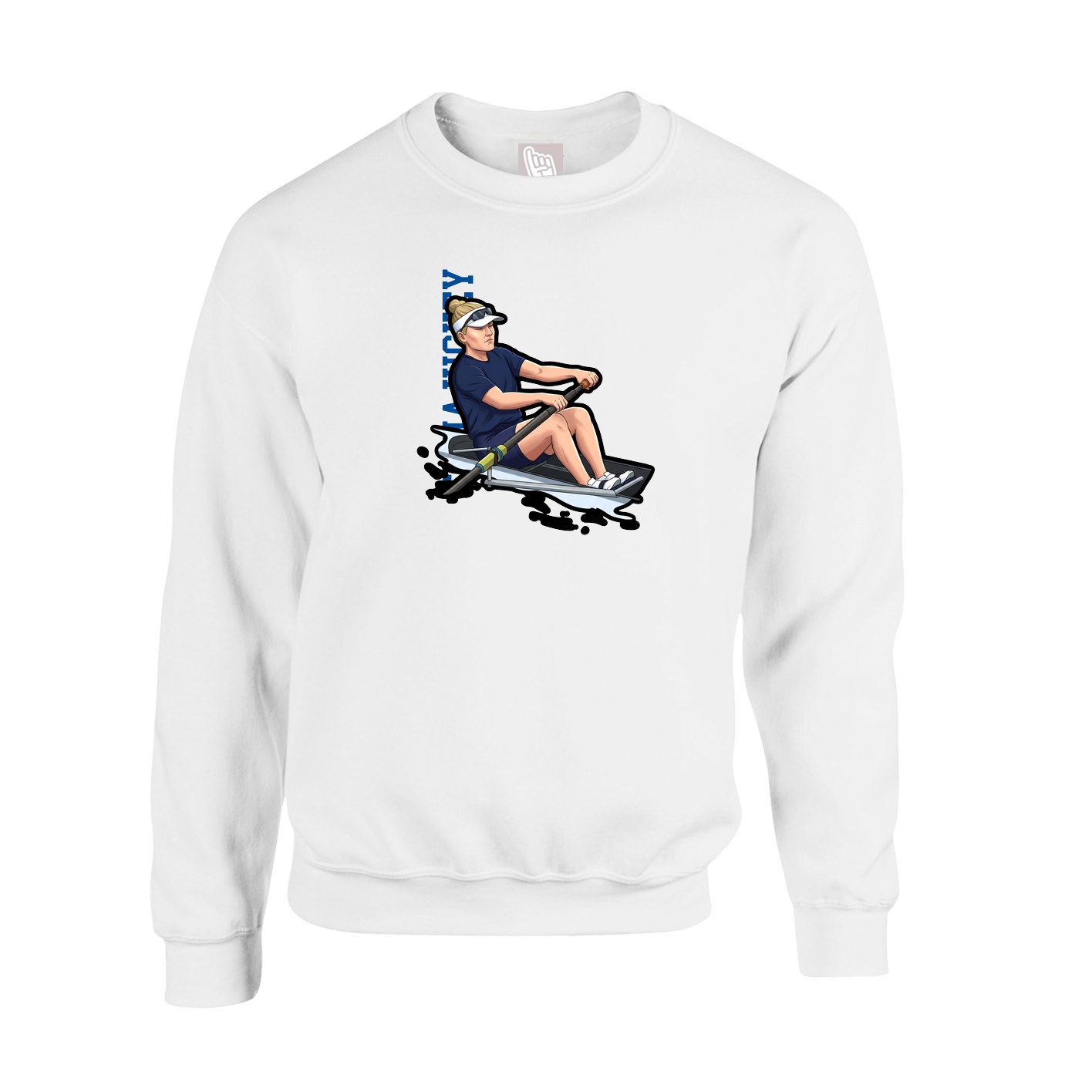 Fleece Crew — Name Vertical in White
