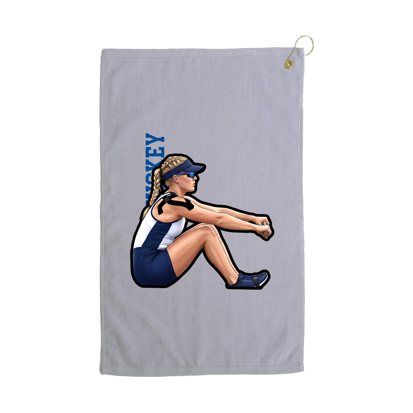 Golf Towel — Name Vertical in Grey