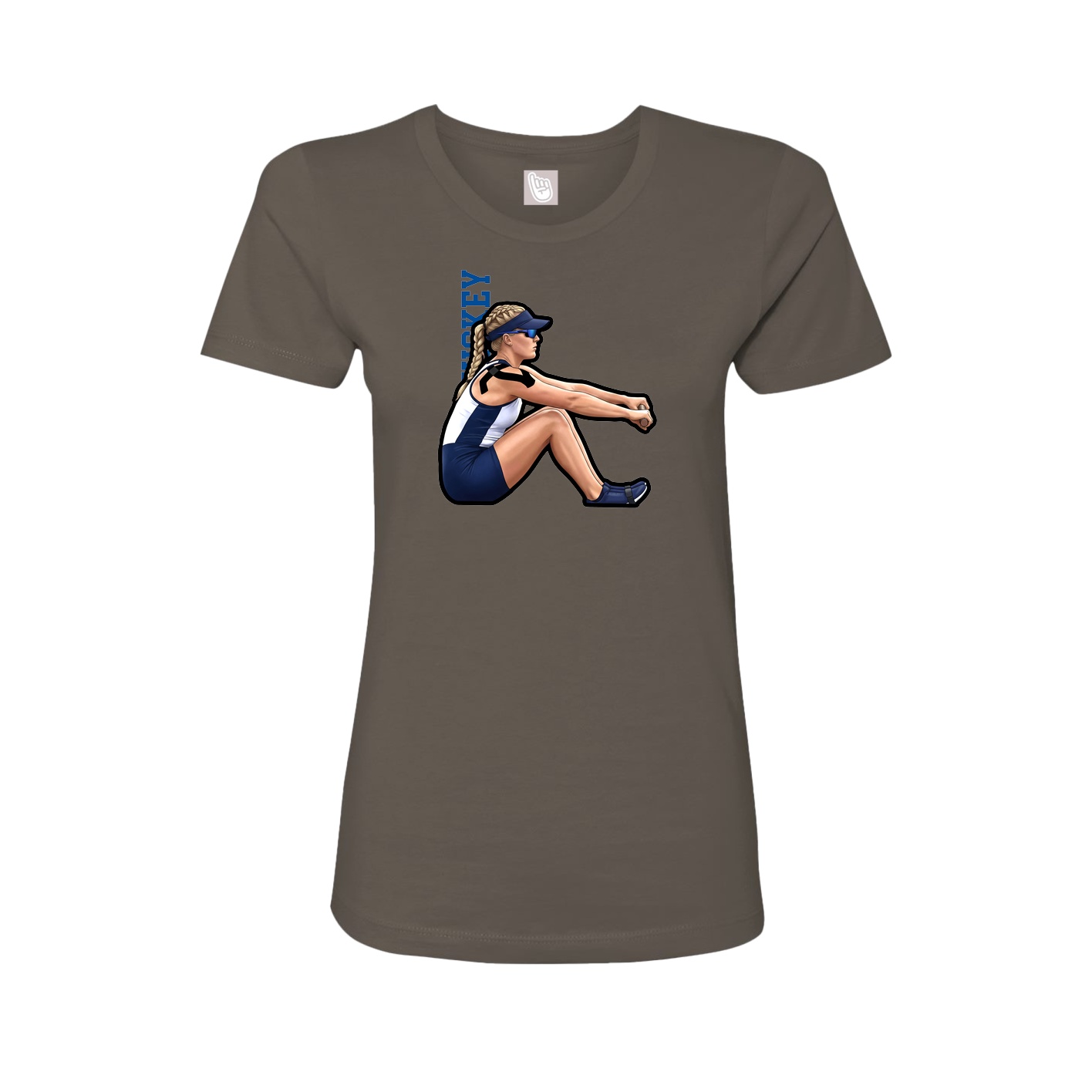 Fitted Women's Tee — Name Vertical in Grey