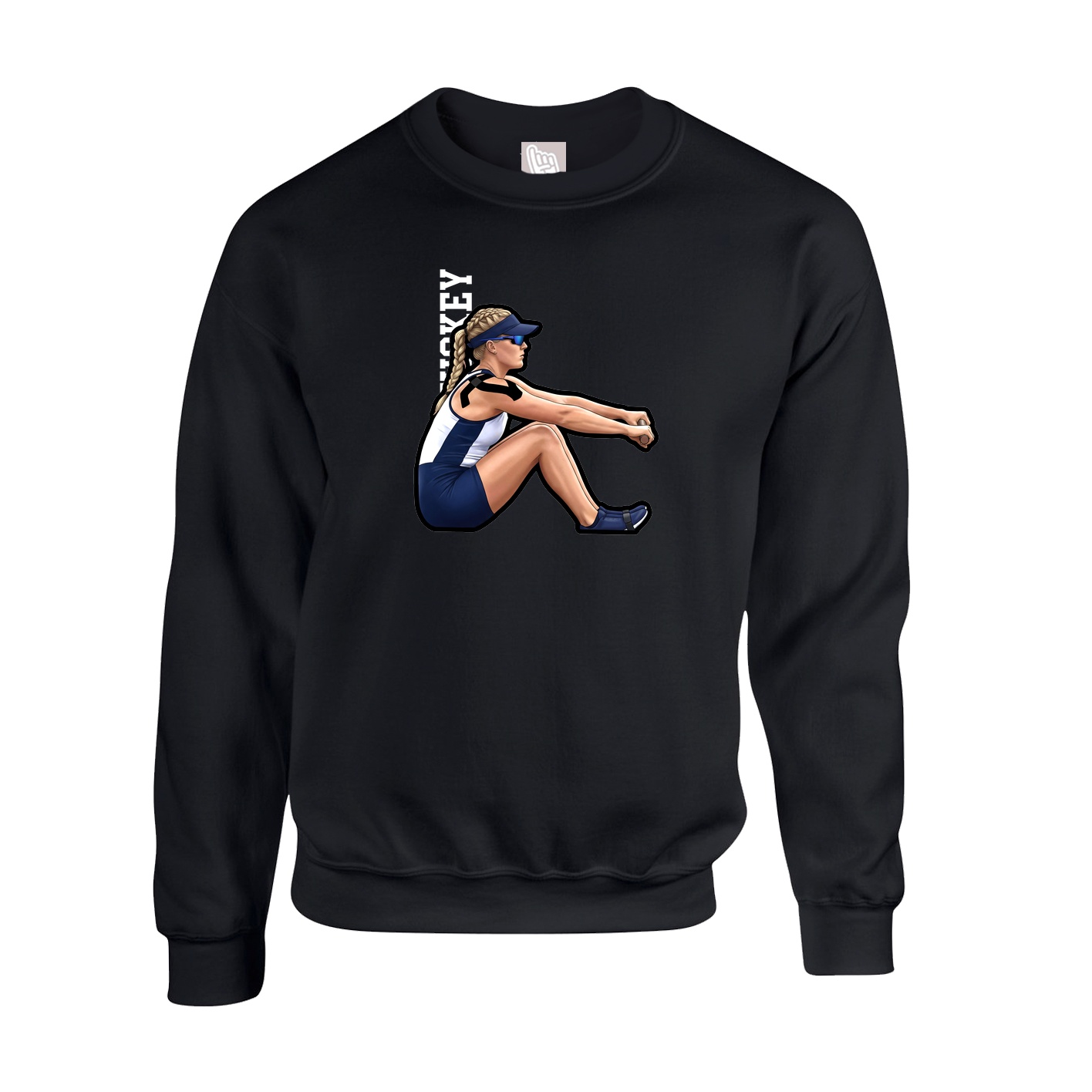 Fleece Crew — Name Vertical in Black
