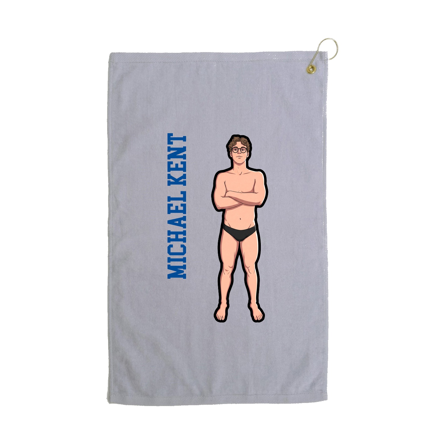 Golf Towel — Name Vertical in Grey