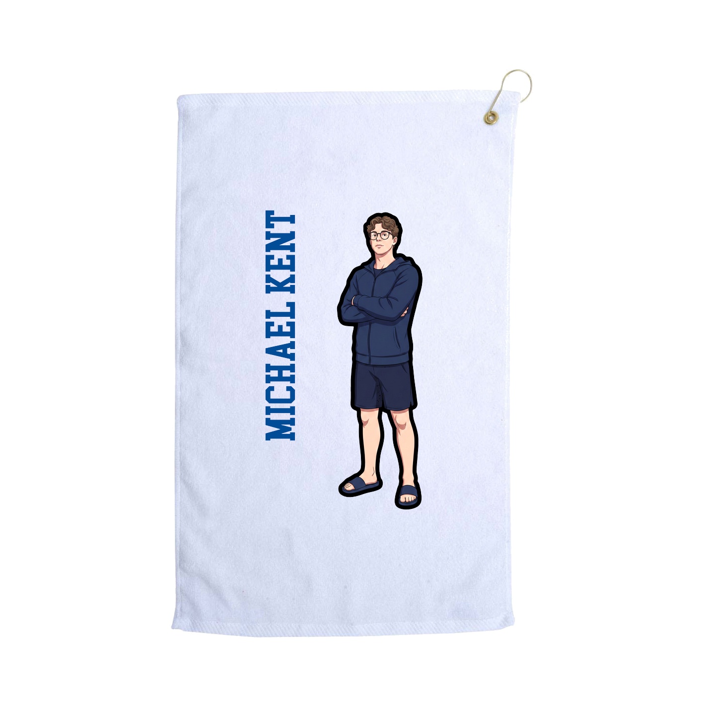 Golf Towel — Name Vertical in White