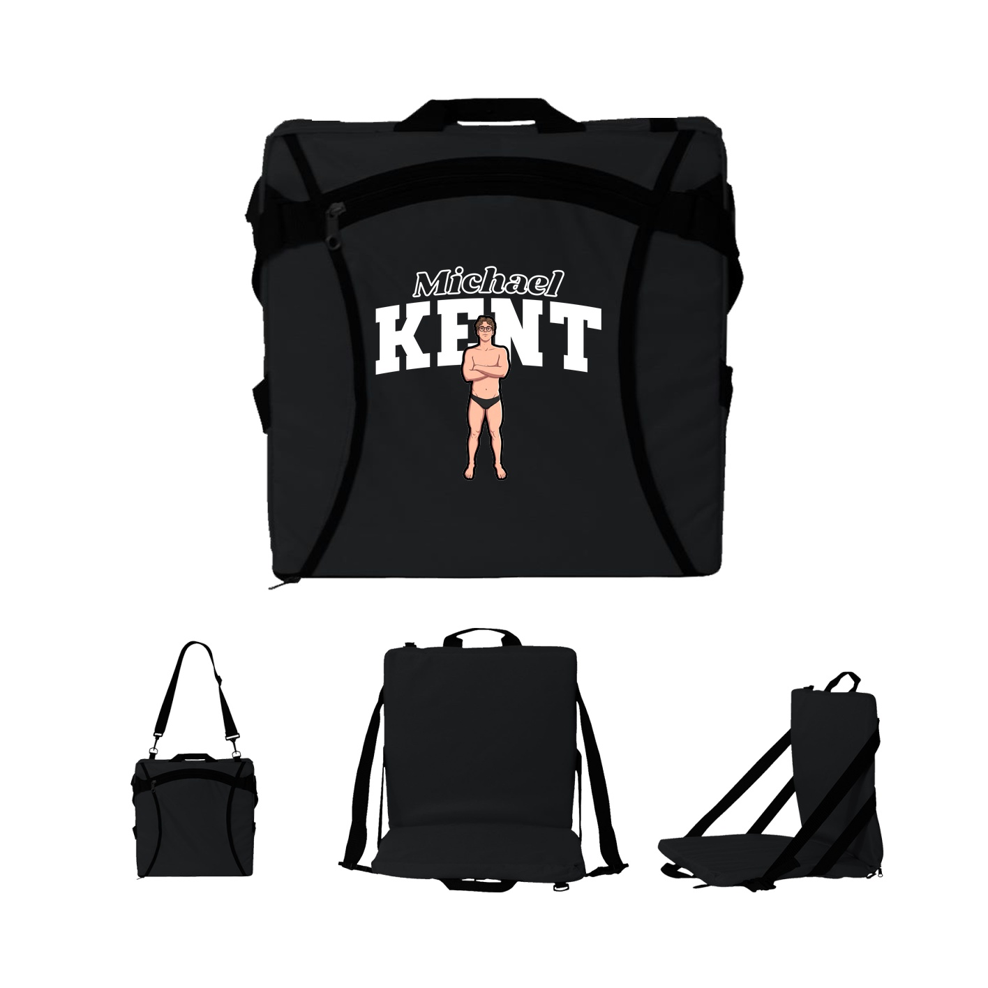 Folding Stadium Seat — Name Arch in Black