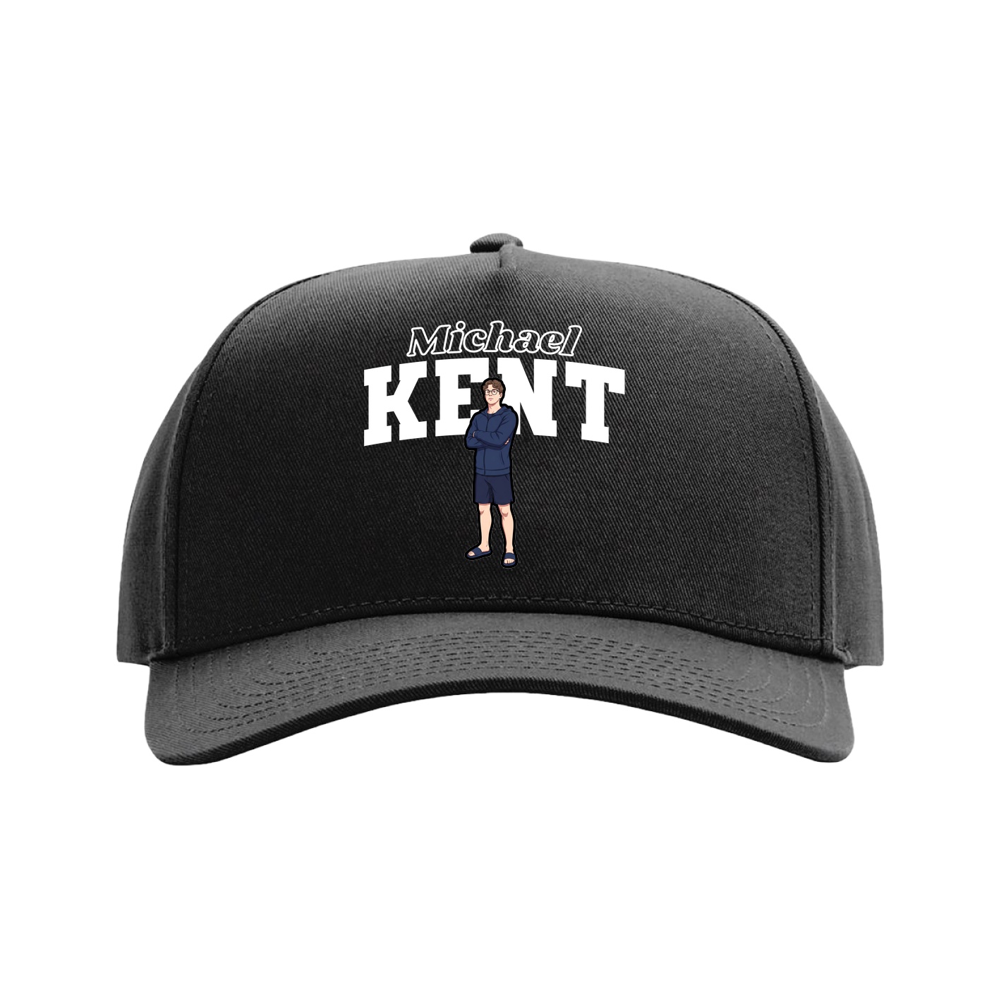 Full Fabric Five-Panel Champ Cap — Name Arch in Black