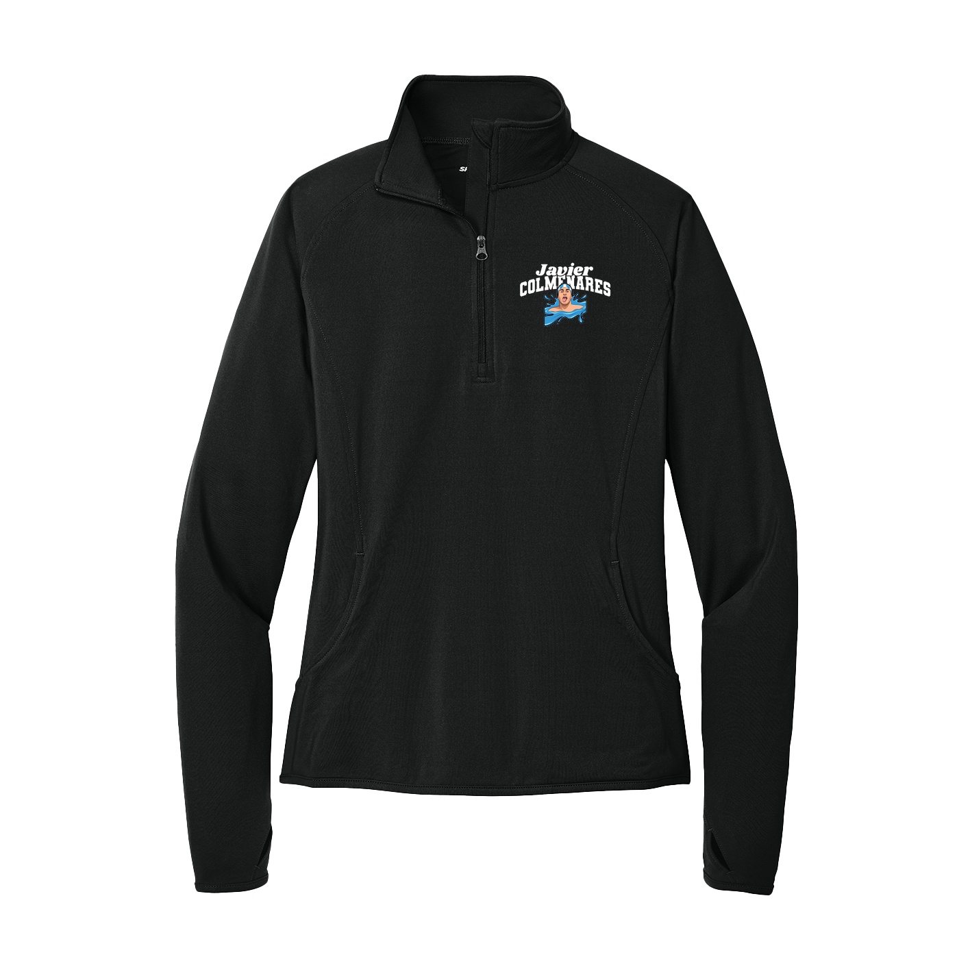 Women's Q-Zip Pullover — Signature Arch in Black