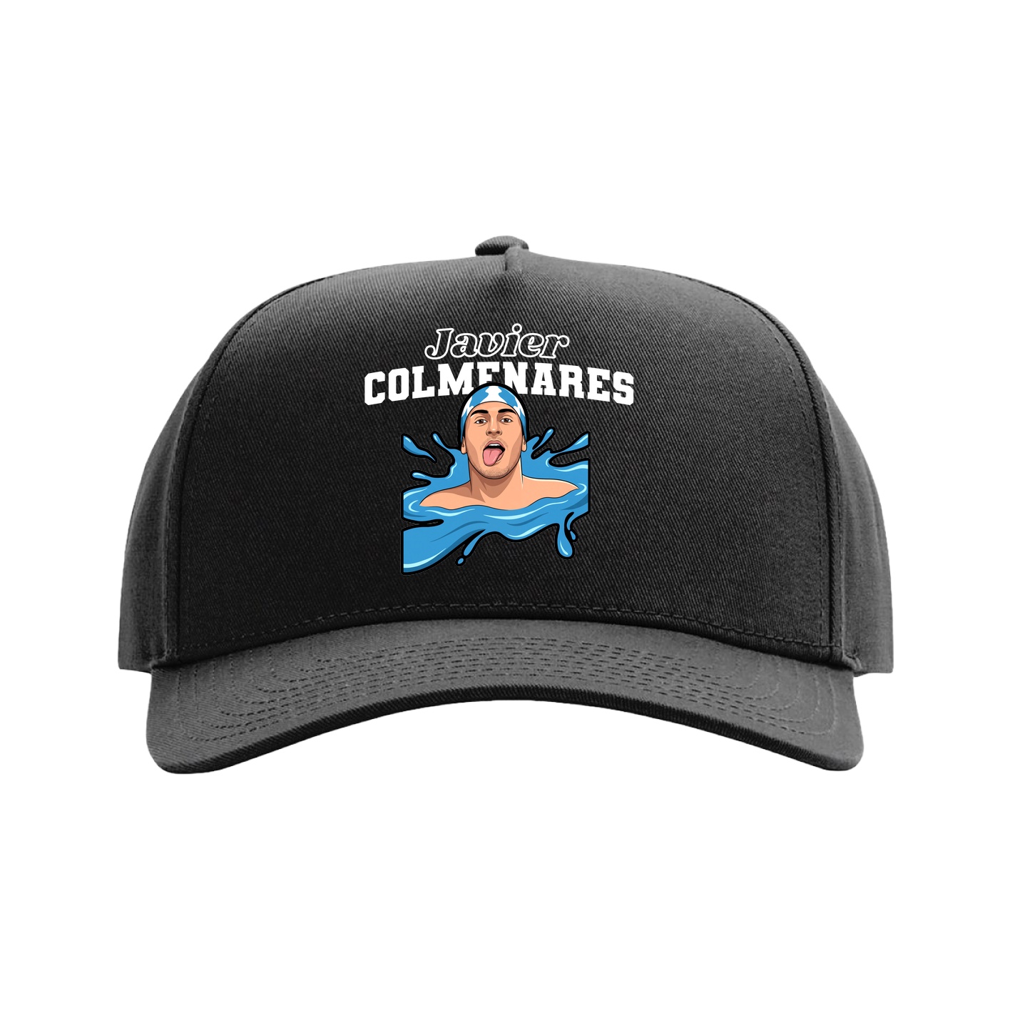 Full Fabric Five-Panel Champ Cap — Name Arch in Black