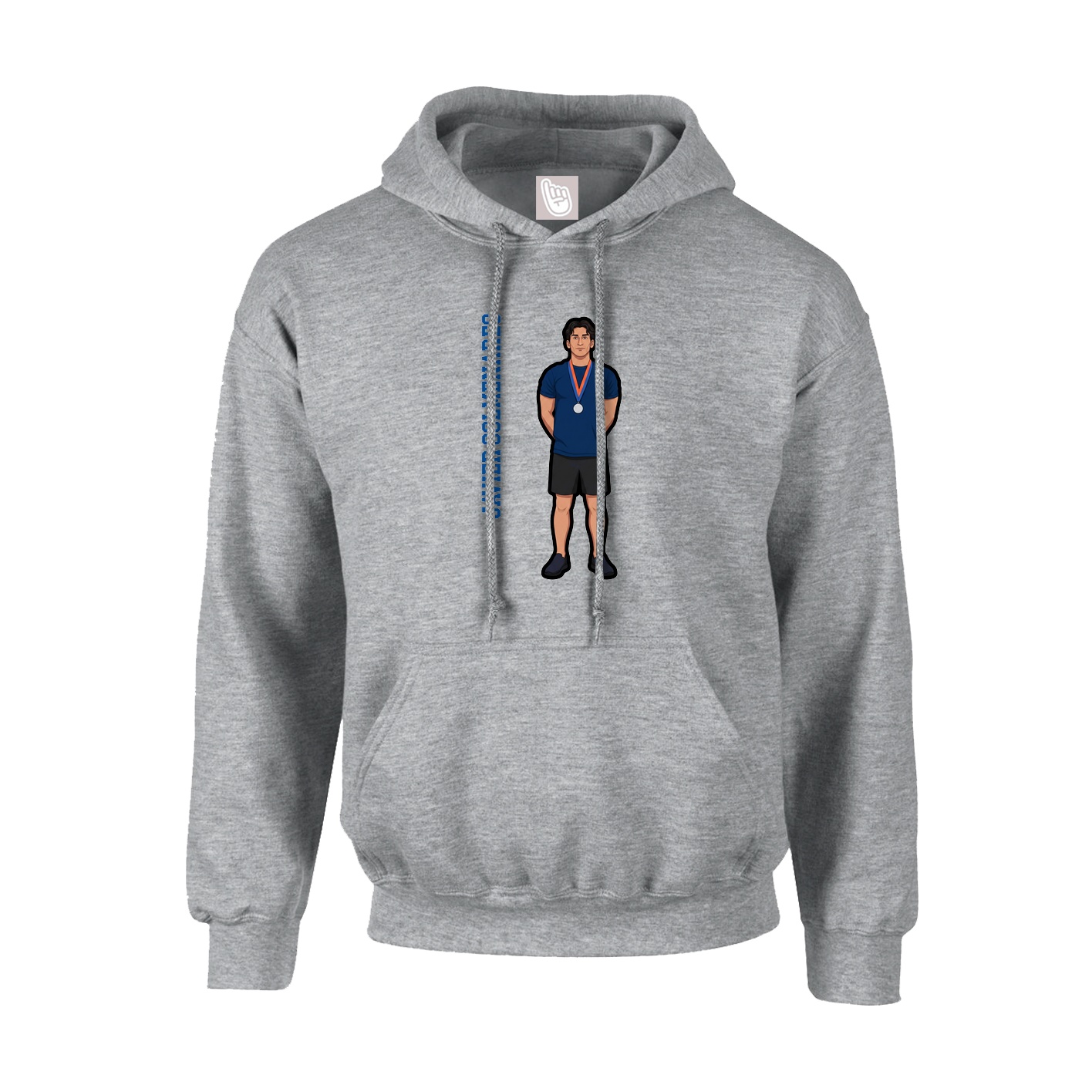 Hoodie — Name Vertical in Grey