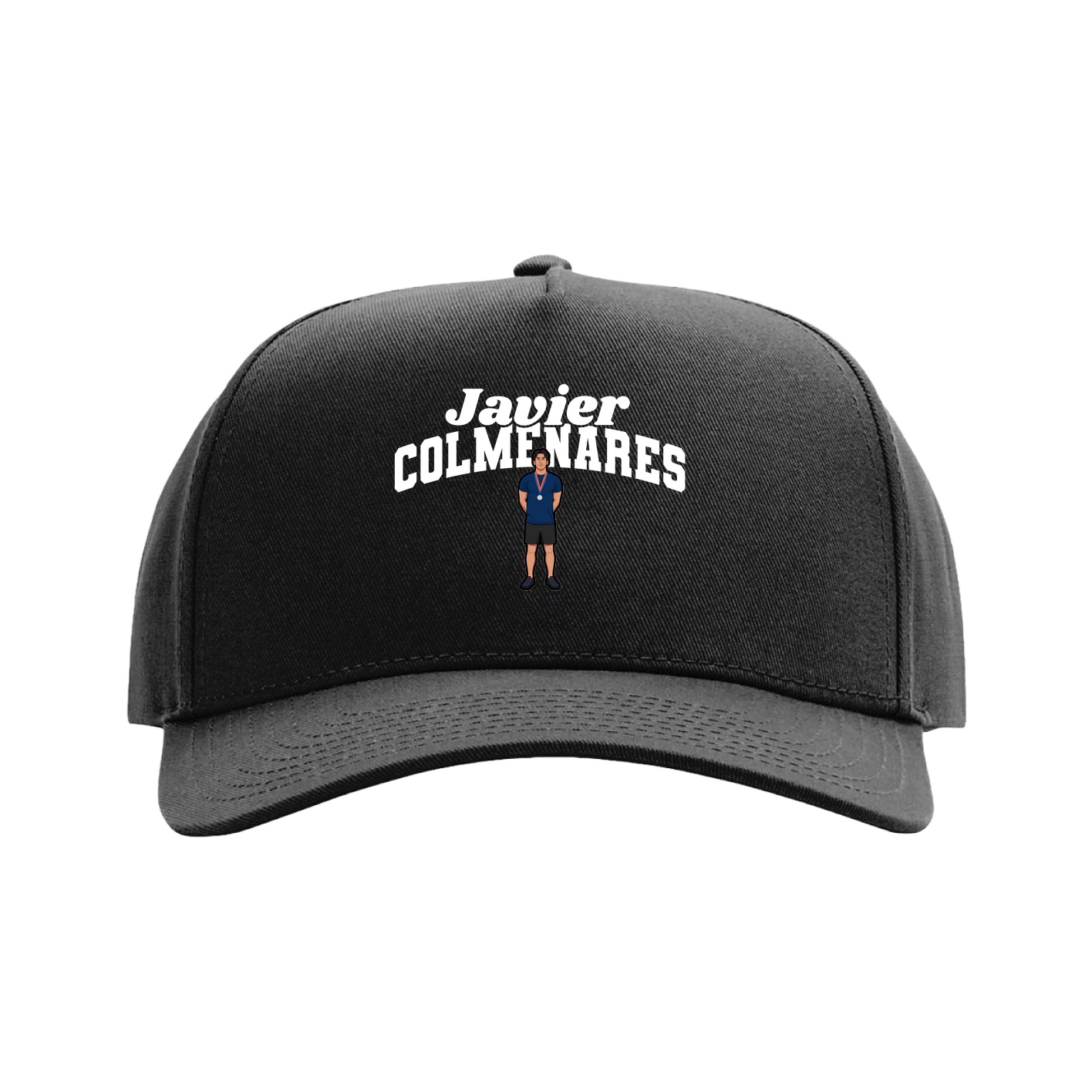 Full Fabric Five-Panel Champ Cap — Signature Arch in Black