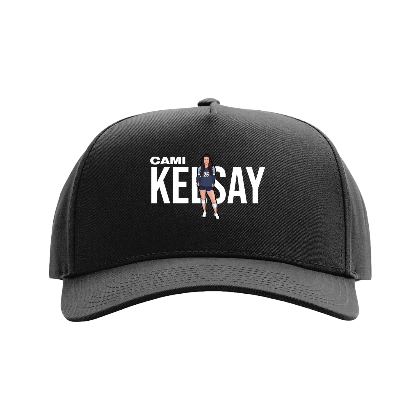 Full Fabric Five-Panel Champ Cap — Player Name in Black