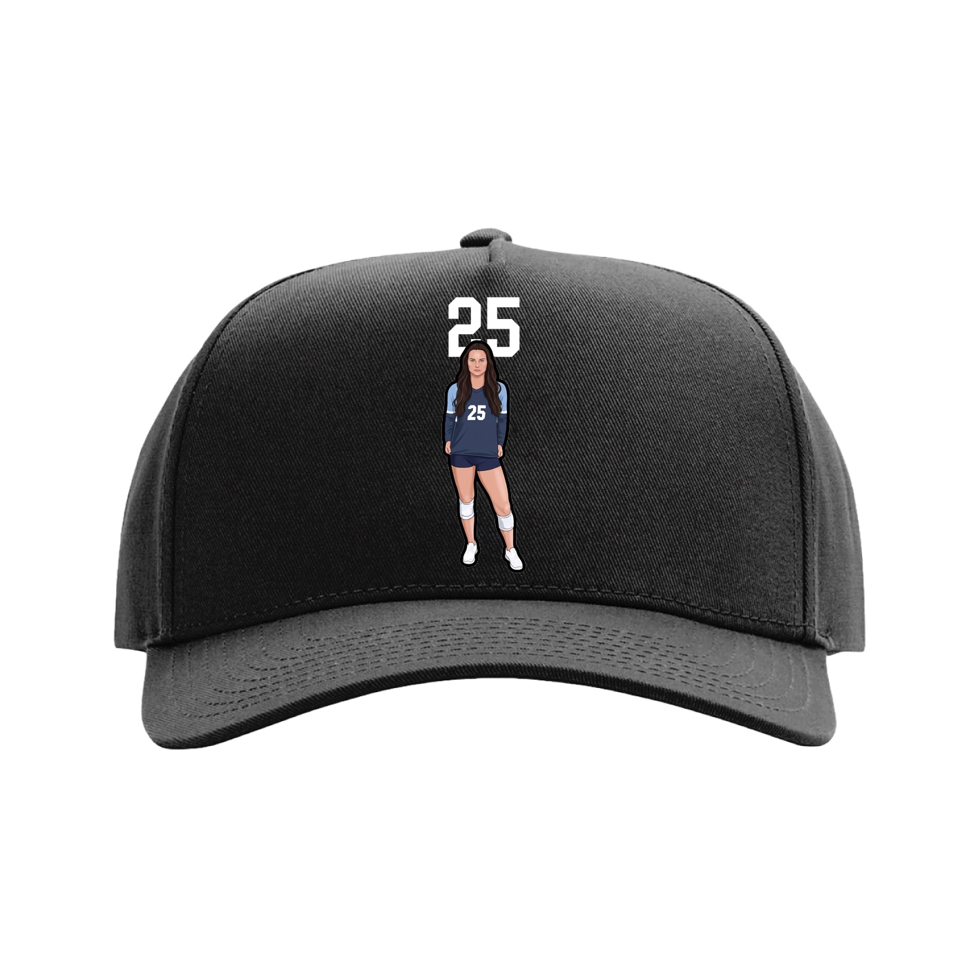 Full Fabric Five-Panel Champ Cap — Number Top in Black