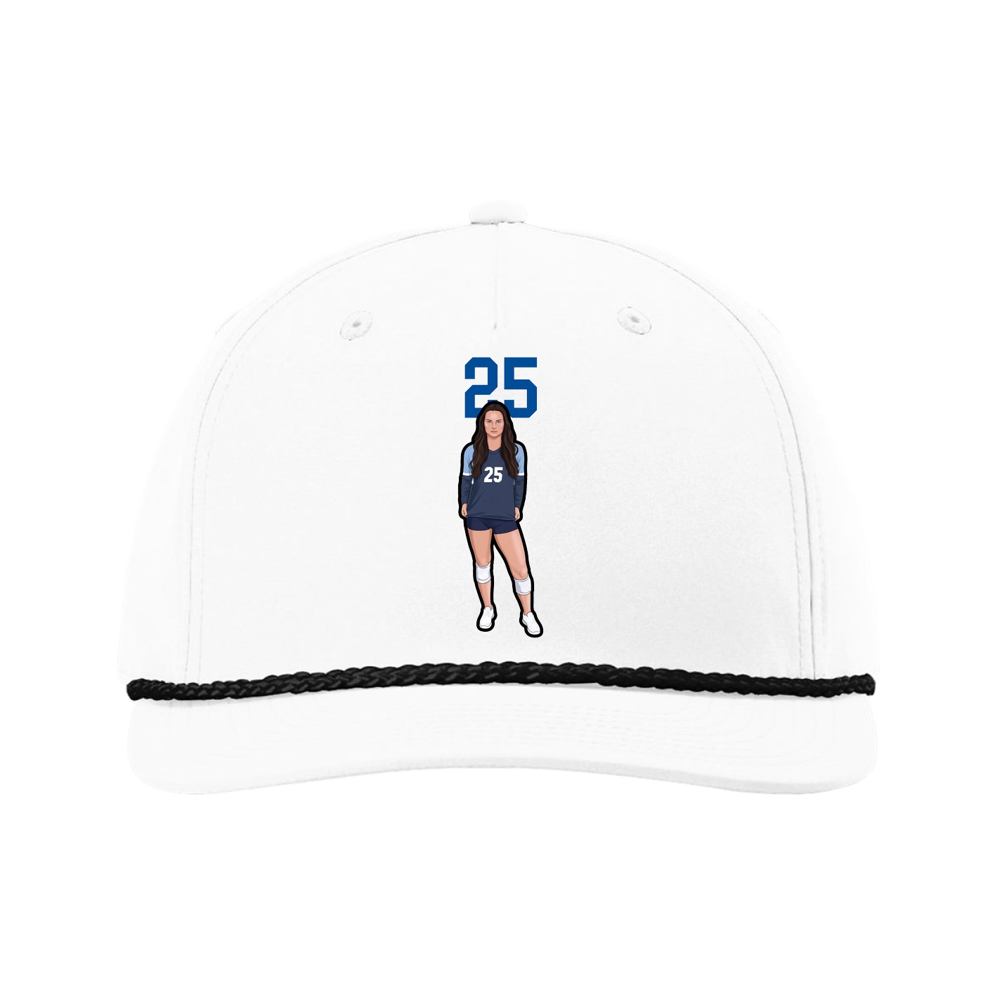Five-Panel Classic Rope Cap — Number Top in White