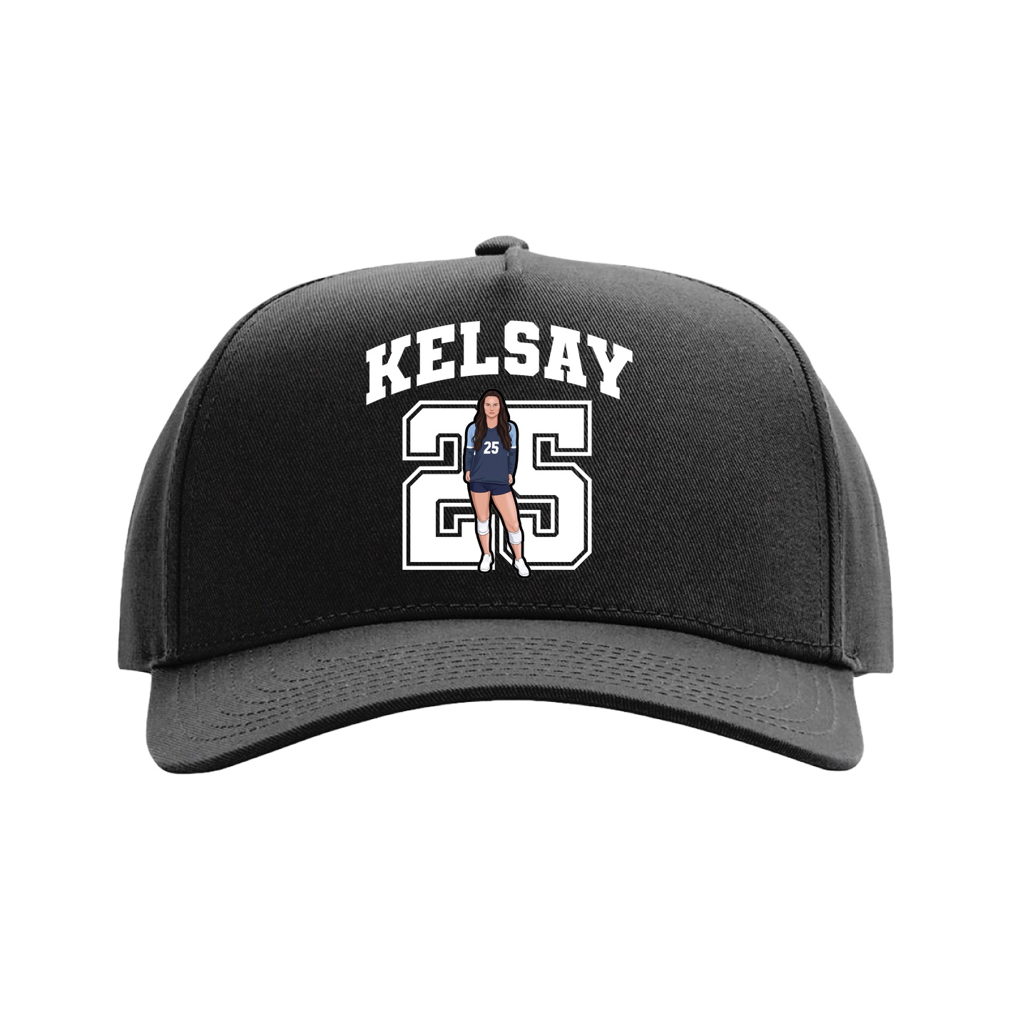 Full Fabric Five-Panel Champ Cap — Number in Black