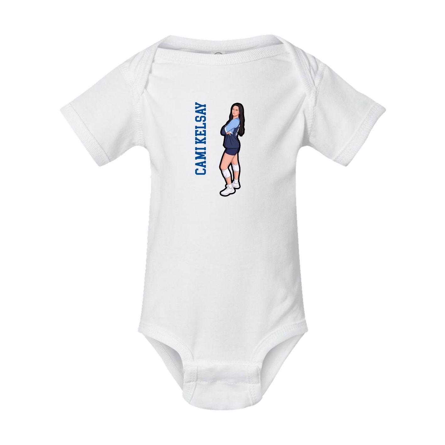 Baby Onesie — Name Vertical in White