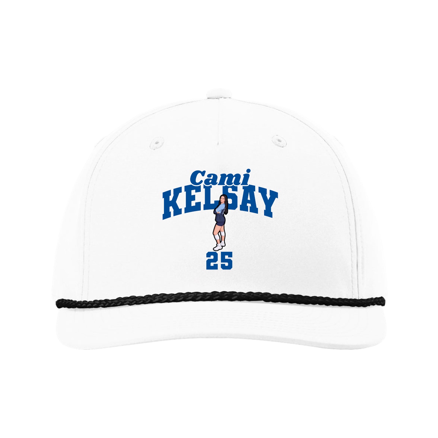 Five-Panel Classic Rope Cap — Signature Arch in White