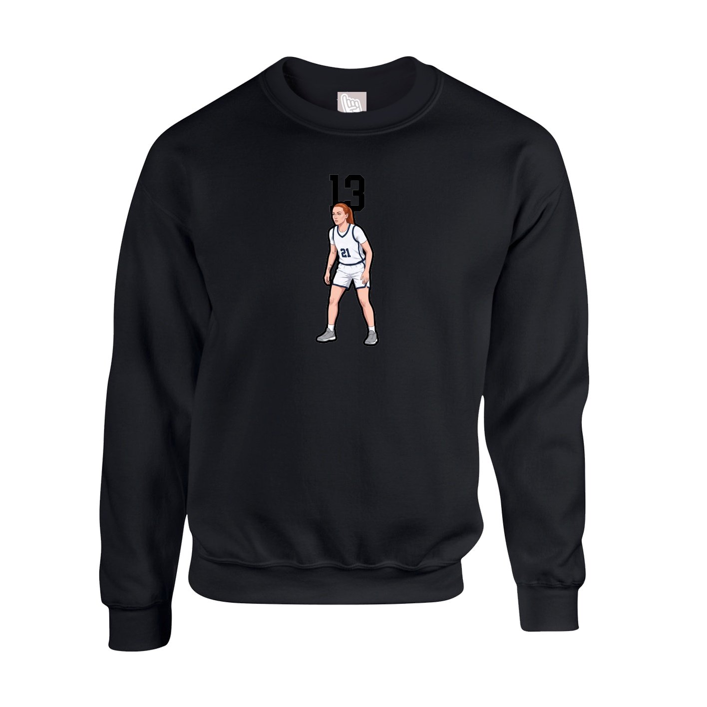 Fleece Crew — Number Top in Black