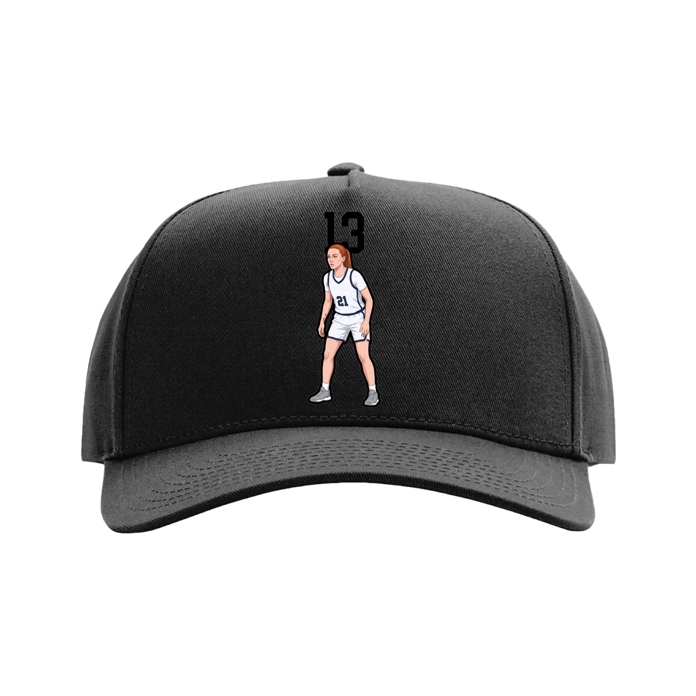 Full Fabric Five-Panel Champ Cap — Number Top in Black