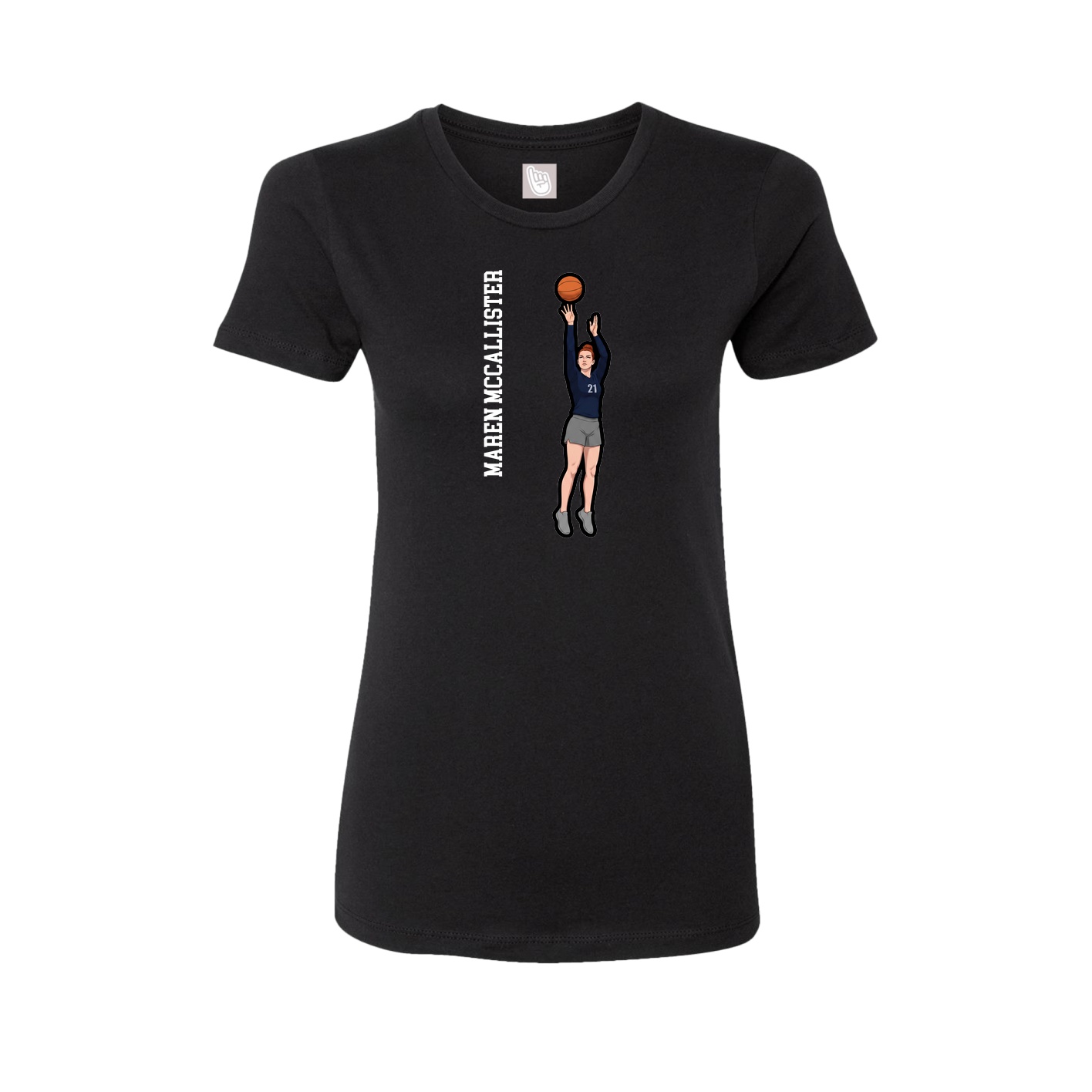 Fitted Women's Tee — Name Vertical in Black