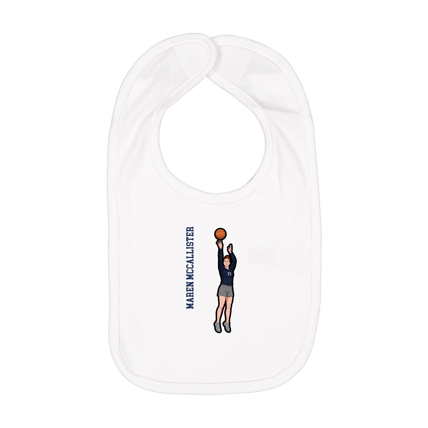 Infant Bib — Name Vertical in White