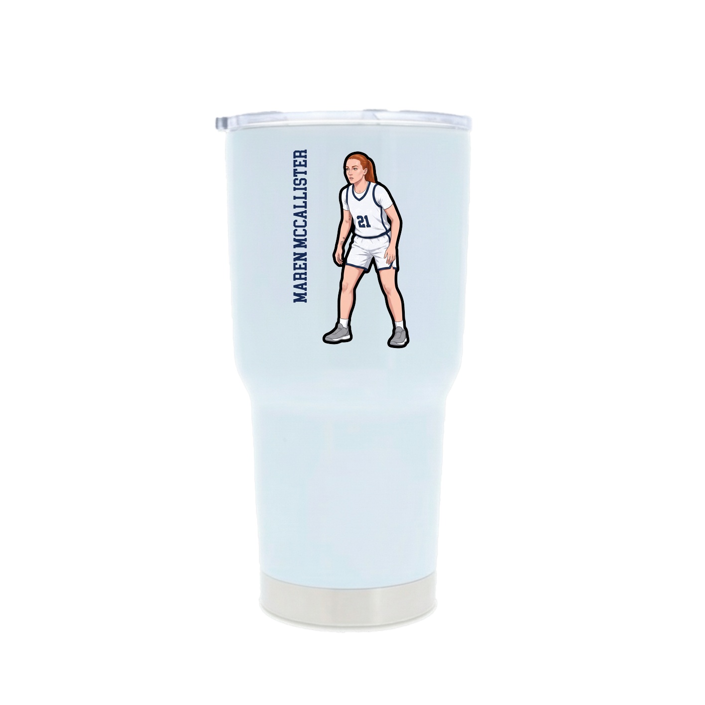 30oz Stainless Steel Tumbler — Name Vertical in White
