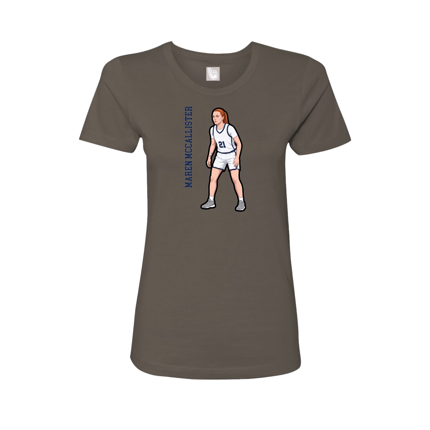 Fitted Women's Tee — Name Vertical in Grey
