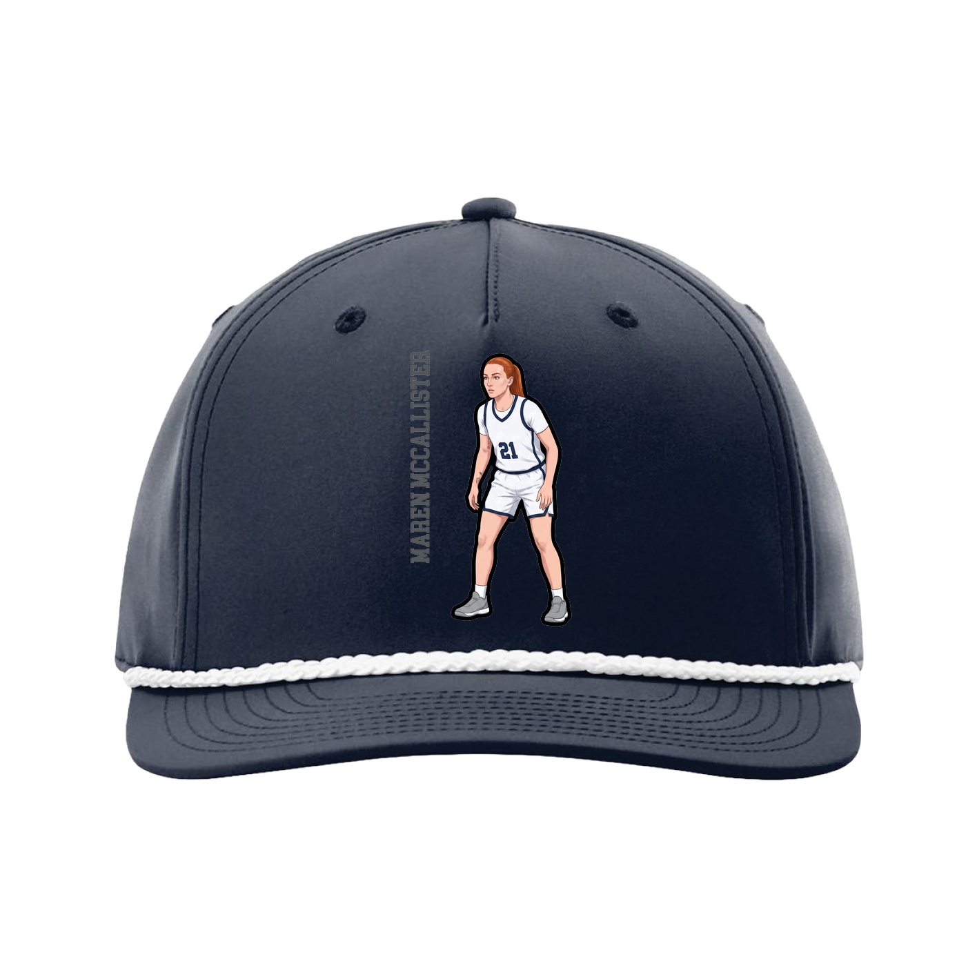 Five-Panel Classic Rope Cap — Name Vertical in Navy