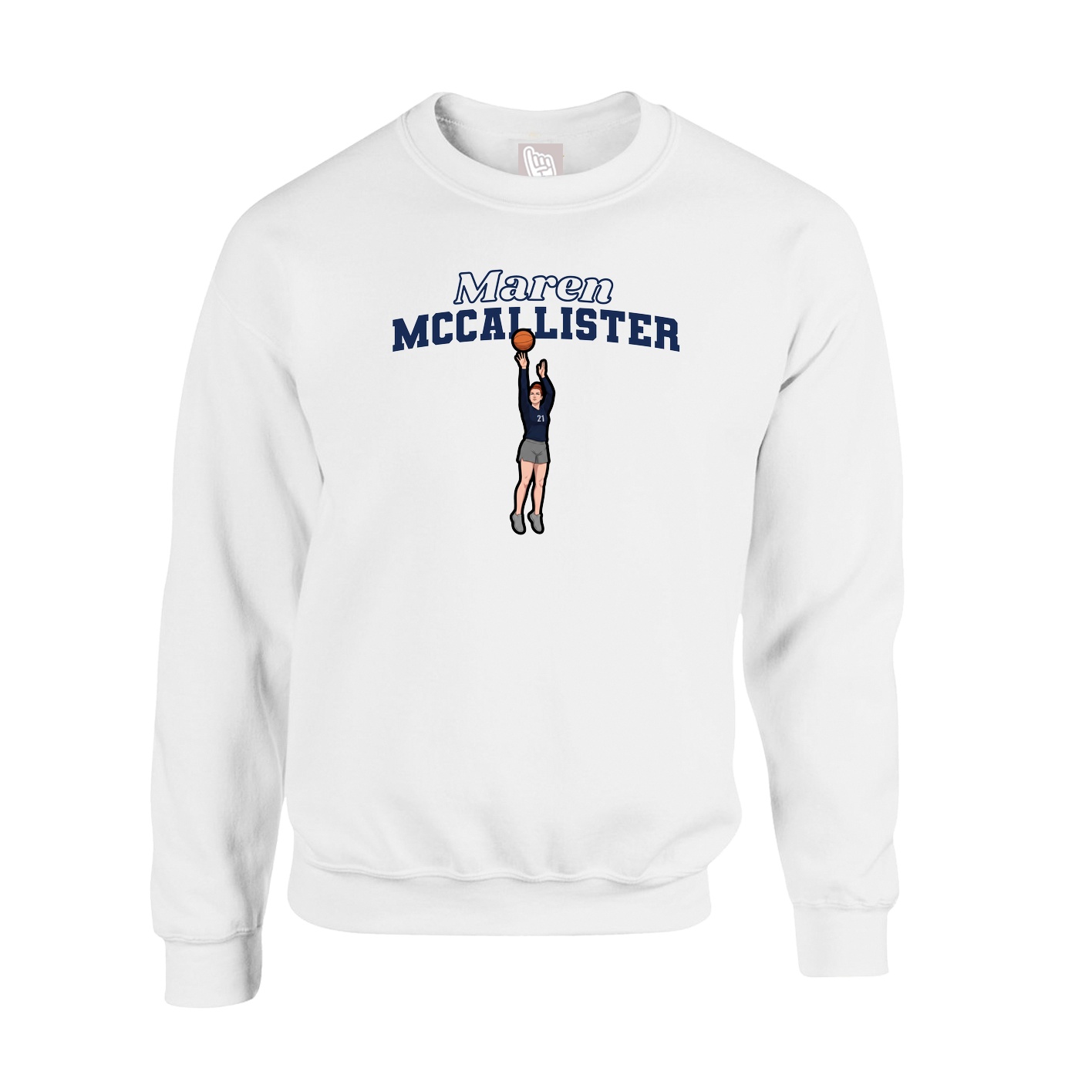 Fleece Crew — Name Arch in White