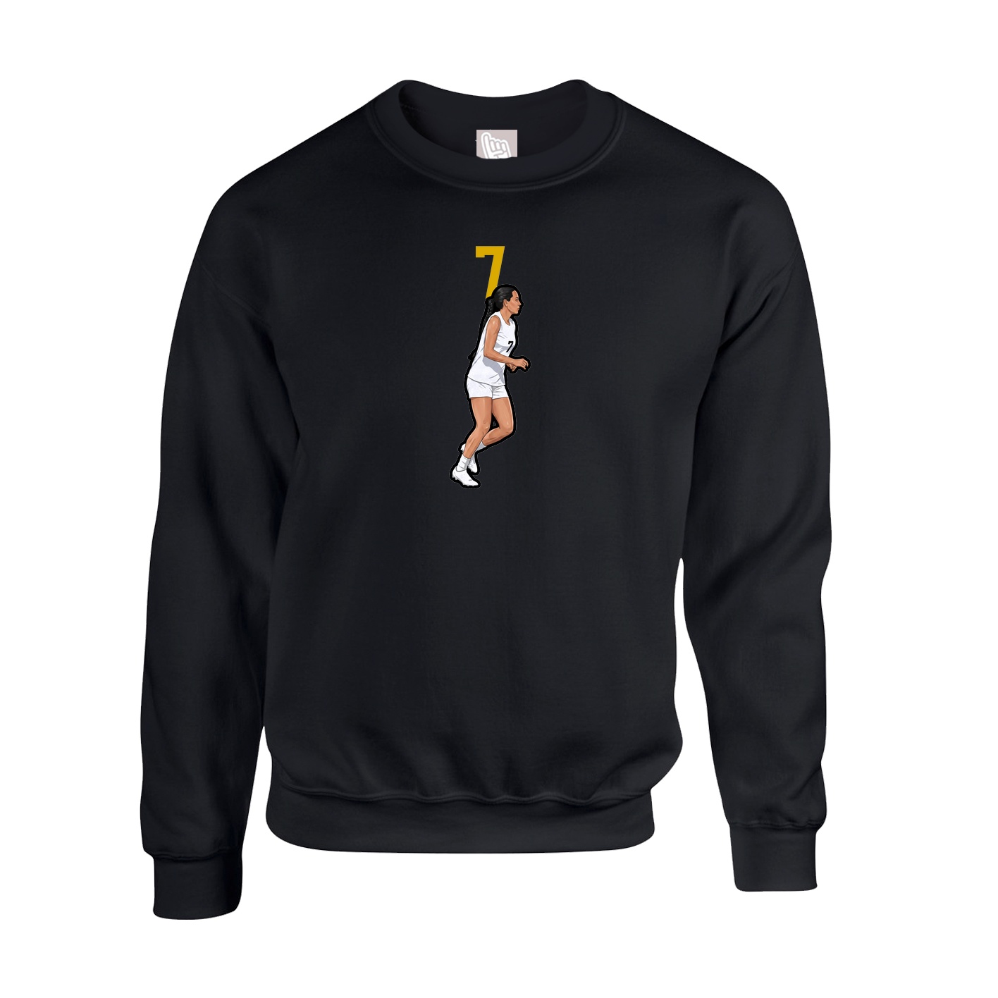 Fleece Crew — Number Top in Black