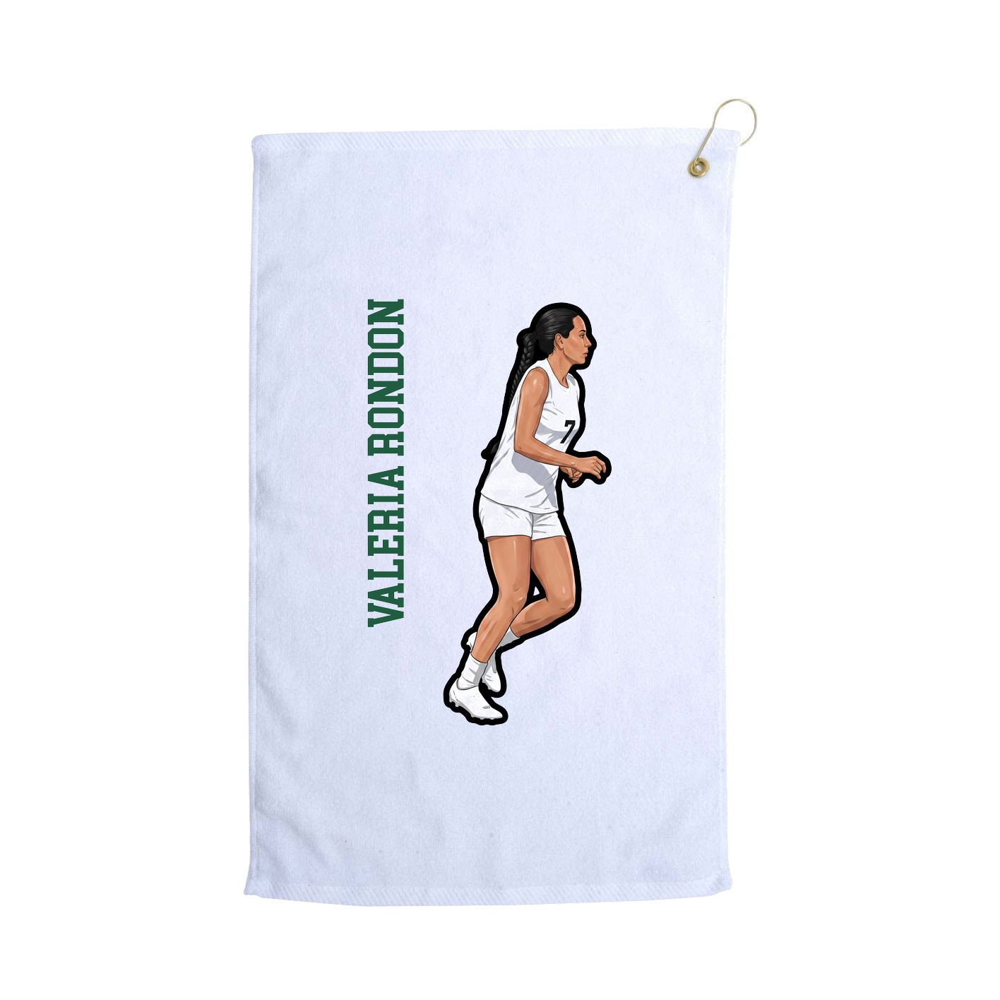 Golf Towel — Name Vertical in White