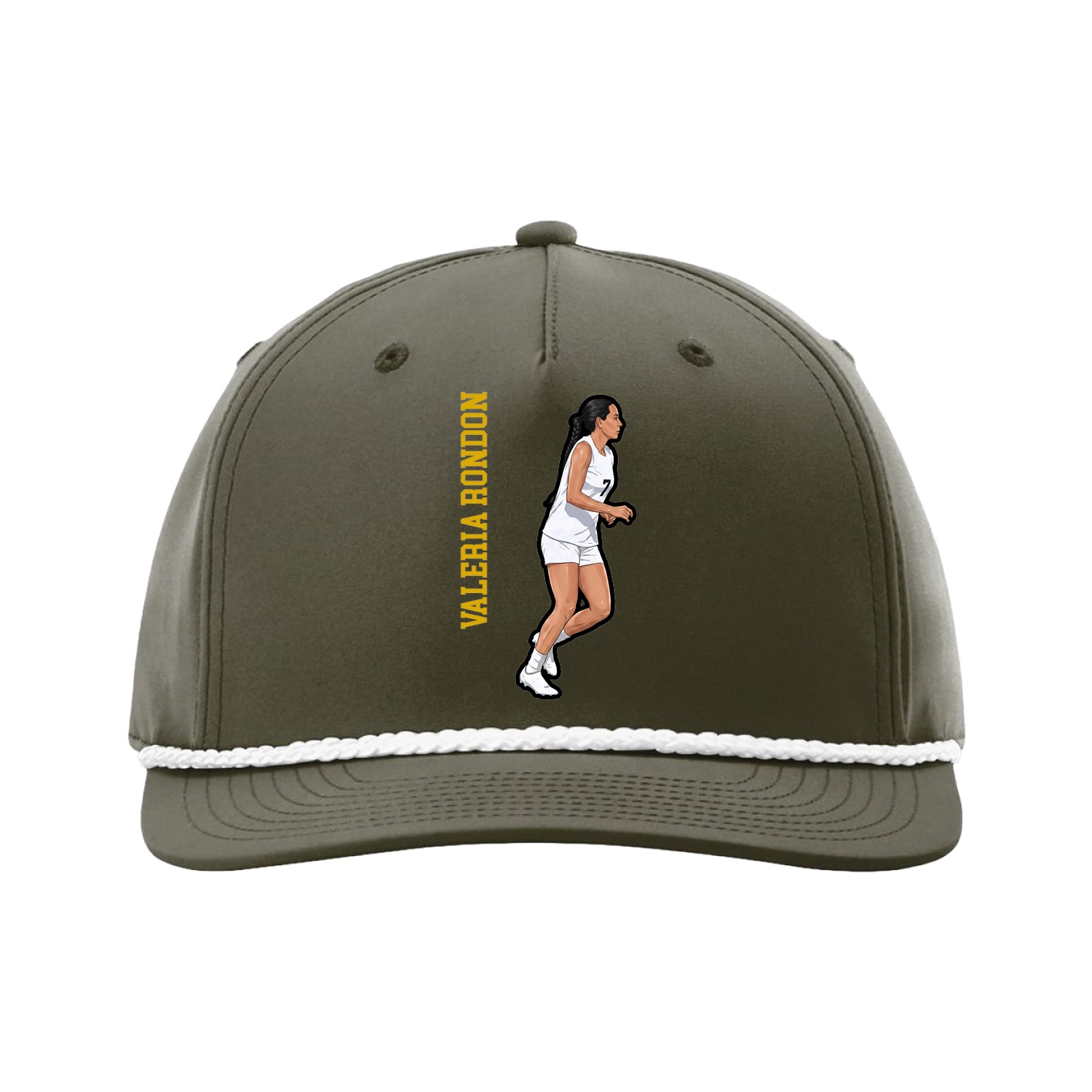 Five-Panel Classic Rope Cap — Name Vertical in Green
